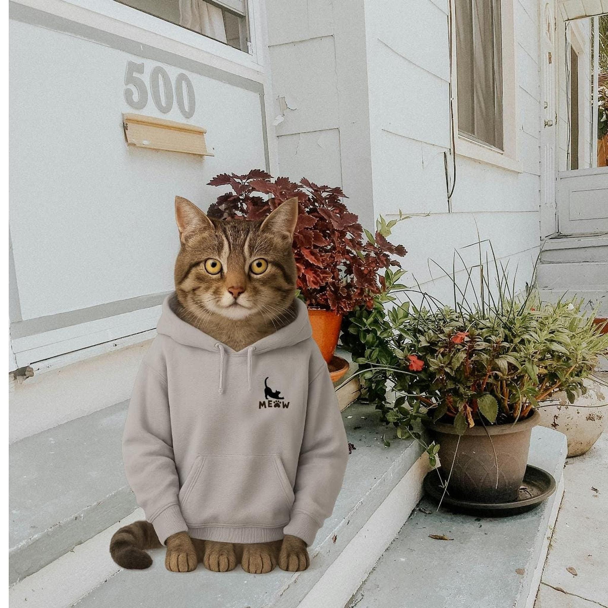 Cat Hoodie, 50% Cotton 50 Polyester Blend with Kangaroo Pocket