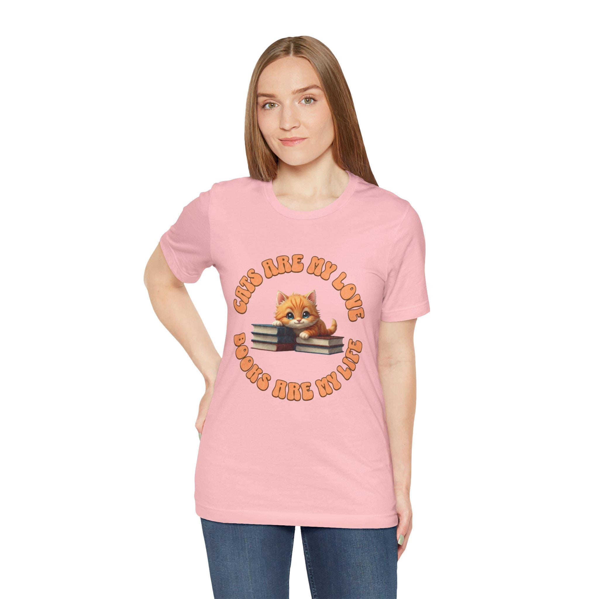Cat & Books T-Shirt: Bookworm Reader Pet Cotton Tee, image 7