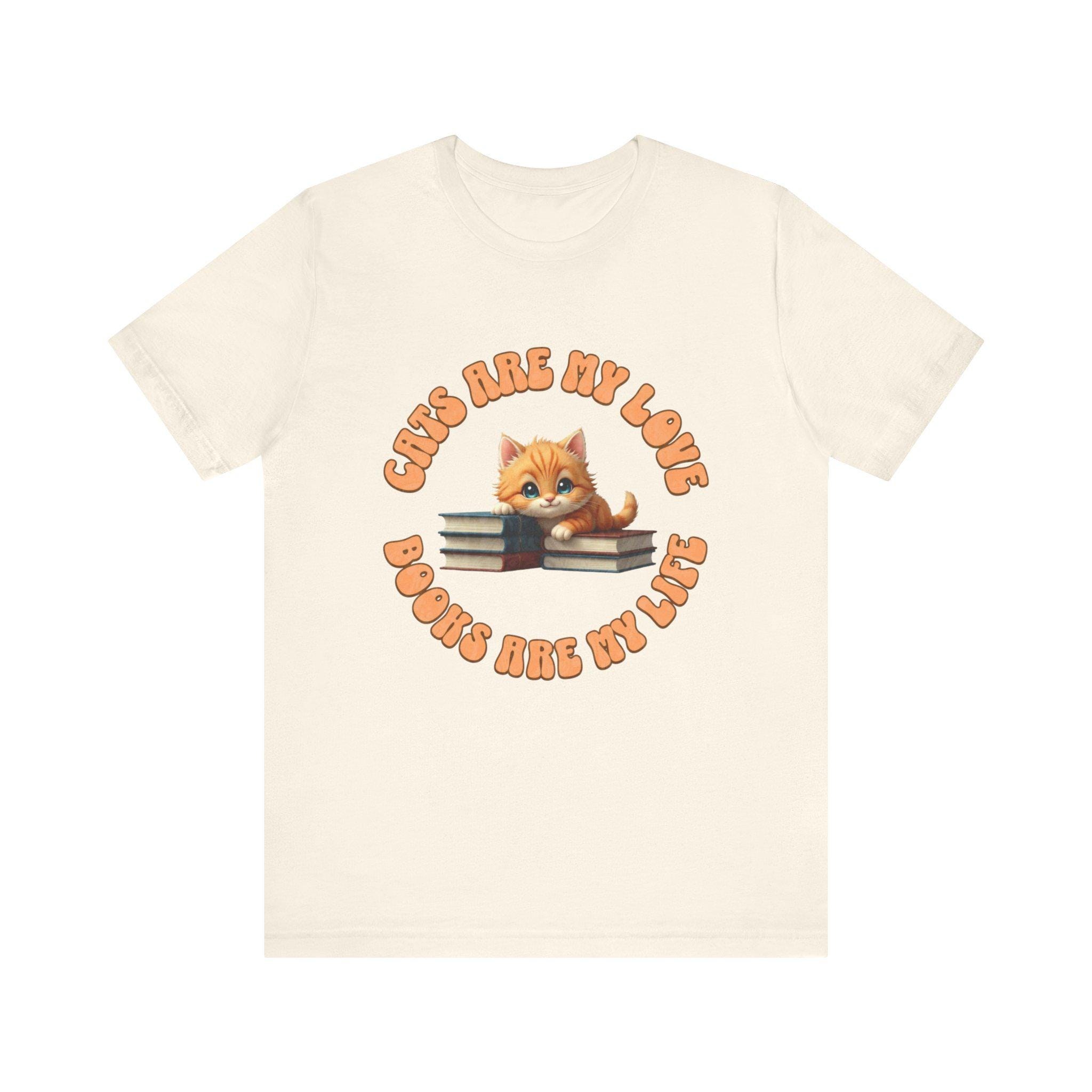 Cat & Books T-Shirt: Bookworm Reader Pet Cotton Tee, image 3