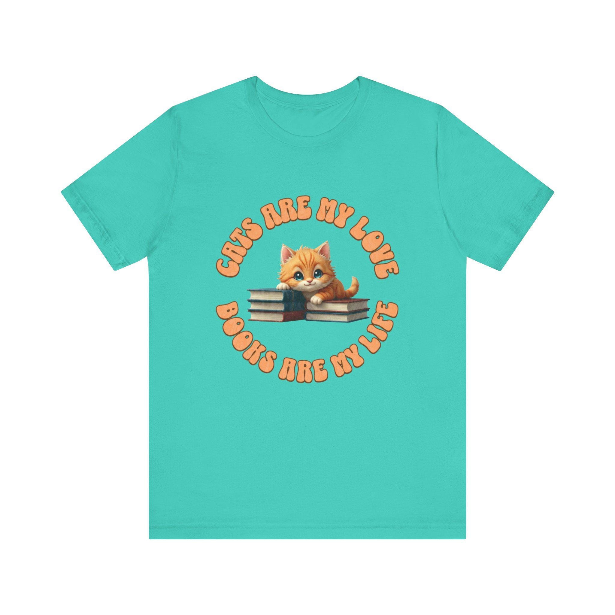 Cat & Books T-Shirt: Bookworm Reader Pet Cotton Tee, image 4