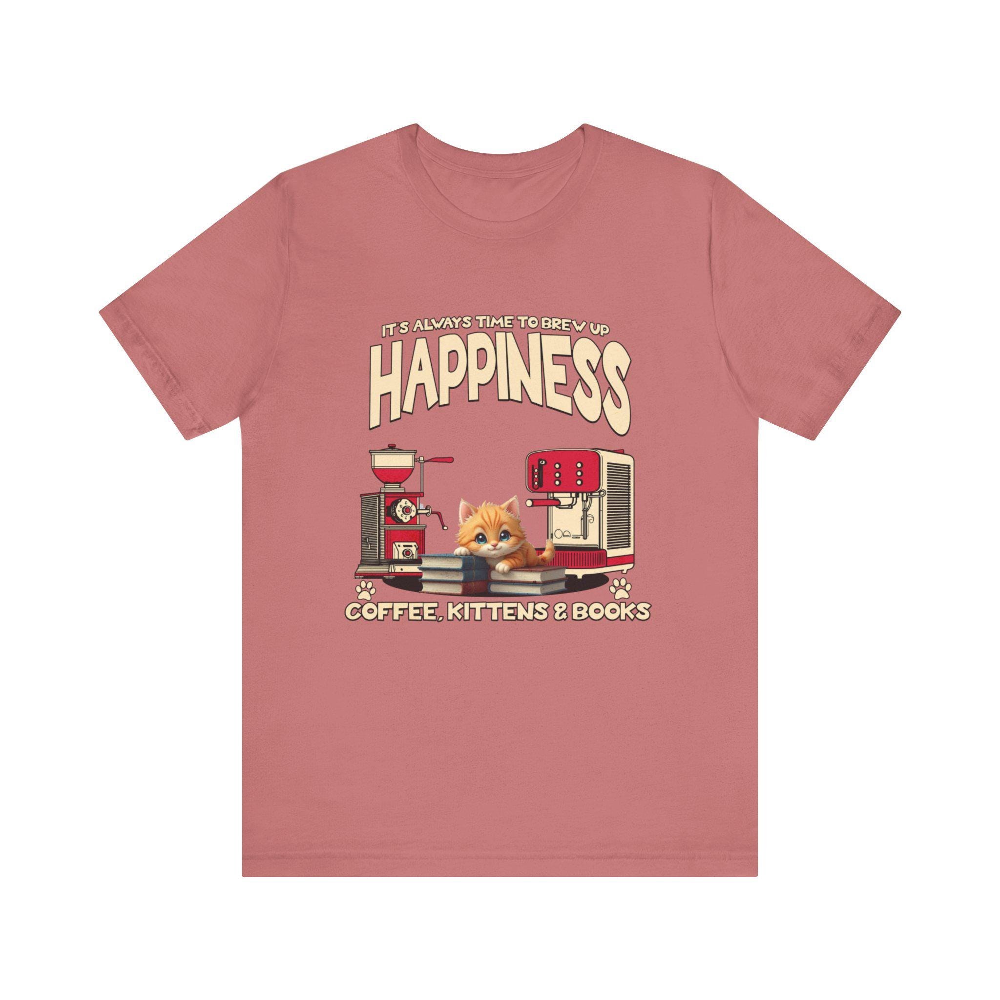 Cat Lover Coffee T-Shirt: Kittens, Books, Comfort Wear, image 2