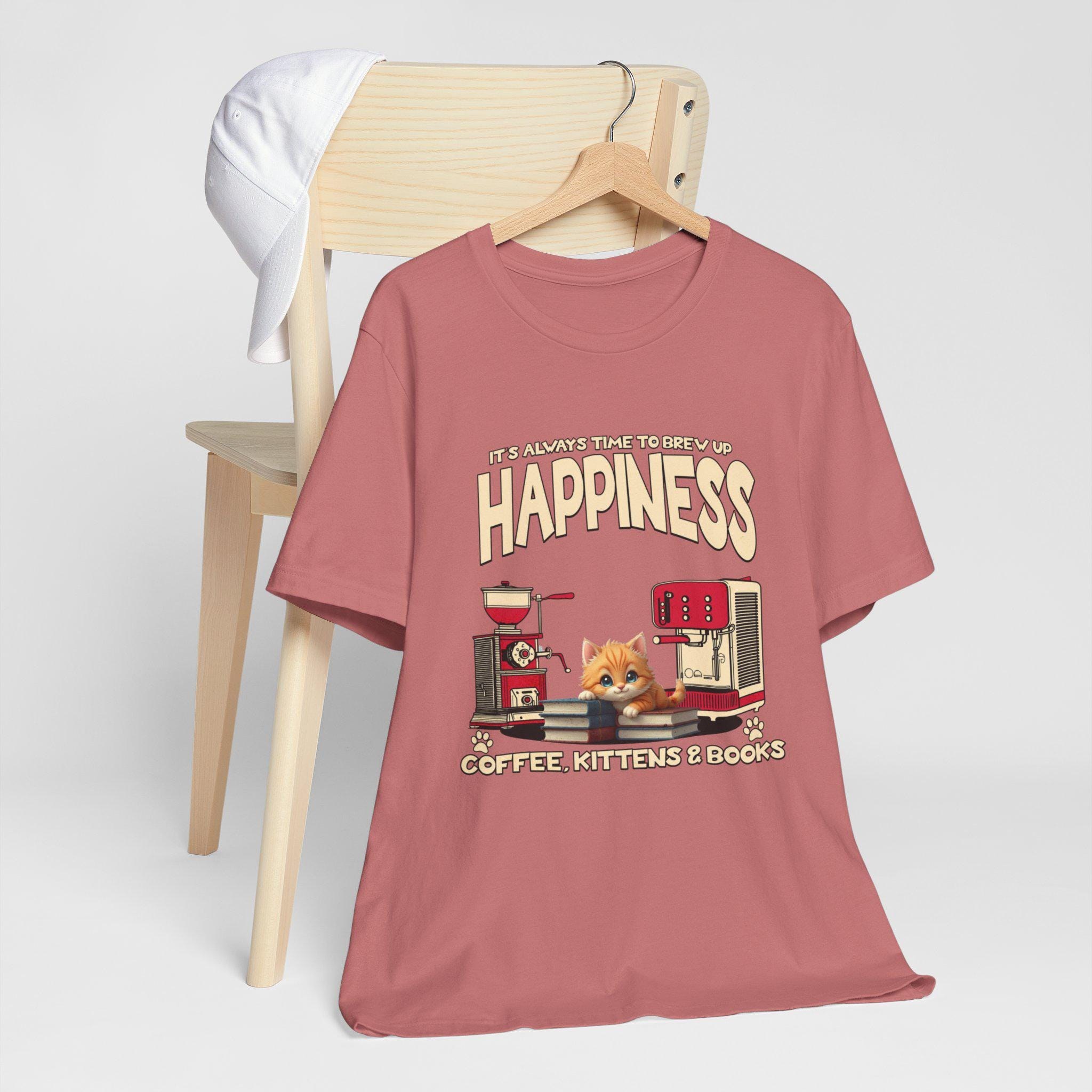 Cat Lover Coffee T-Shirt: Kittens, Books, Comfort Wear, image 8