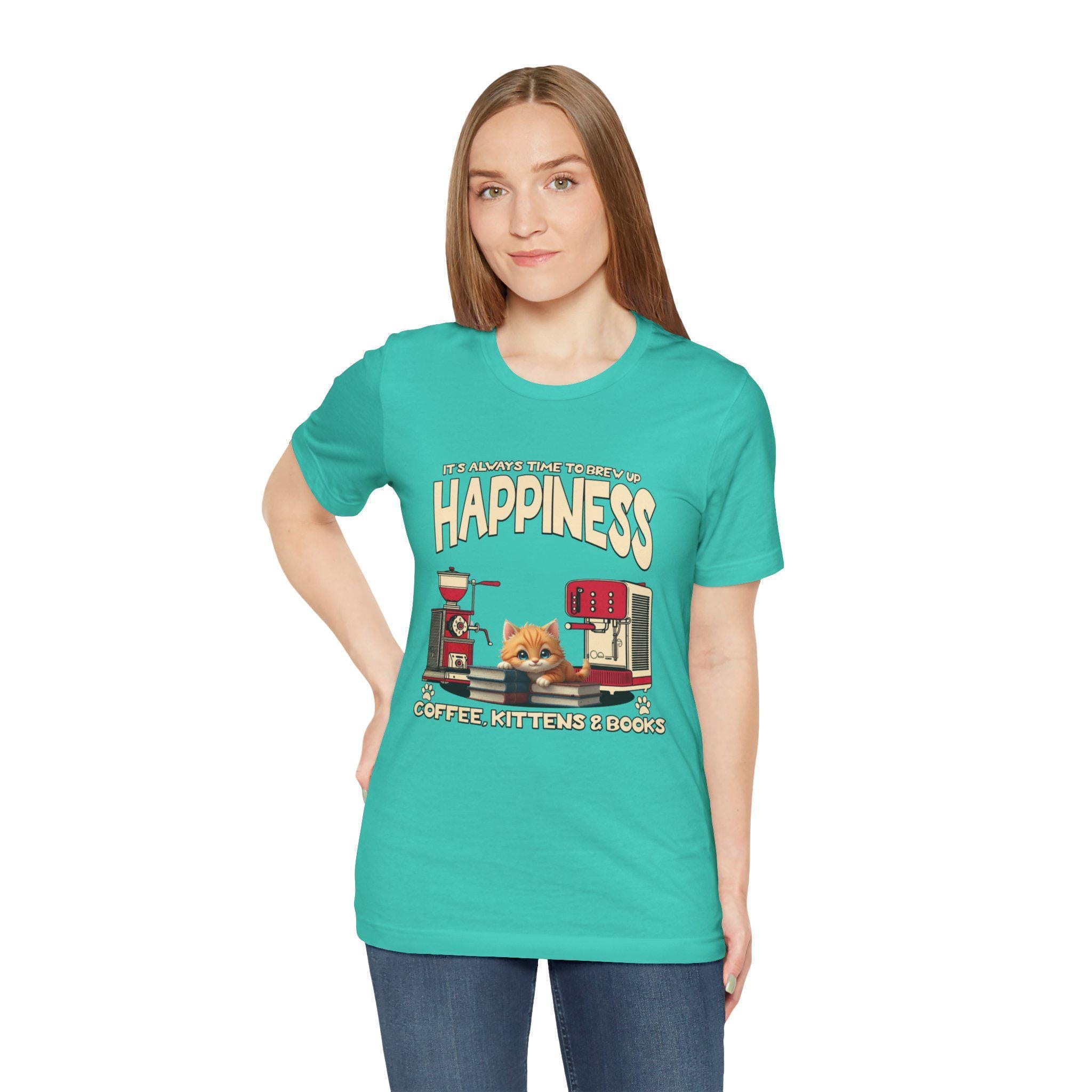Cat Lover Coffee T-Shirt: Kittens, Books, Comfort Wear, image 9