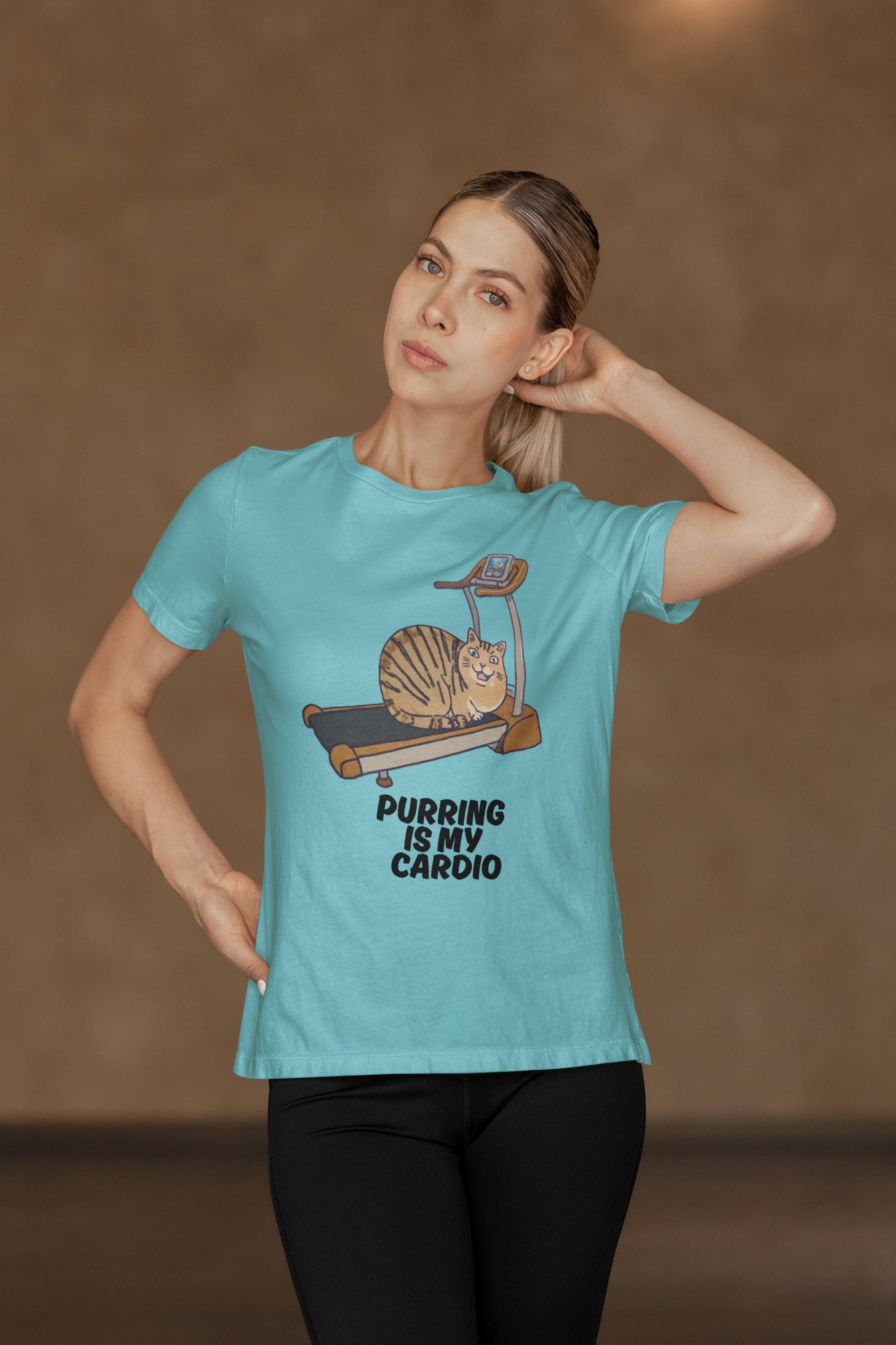 Cat Tee, 100% Cotton Purring Is My Cardio Short Sleeve Shirt