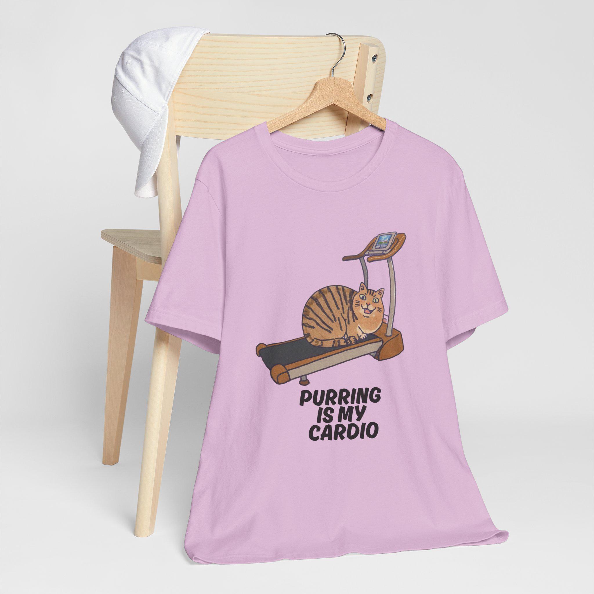 Cat Tee, 100% Cotton Purring Is My Cardio Short Sleeve Shirt, image 5