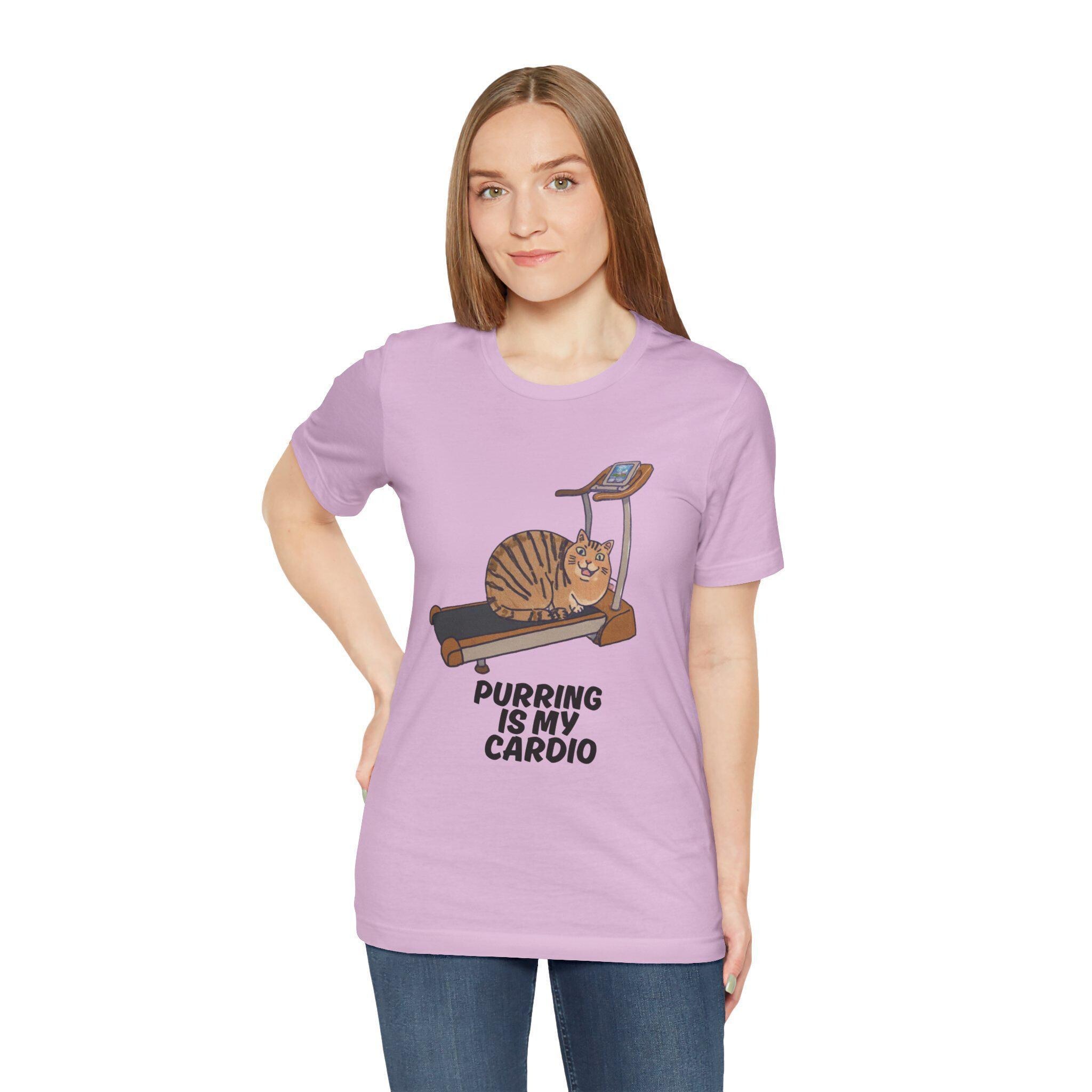 Cat Tee, 100% Cotton Purring Is My Cardio Short Sleeve Shirt, image 6