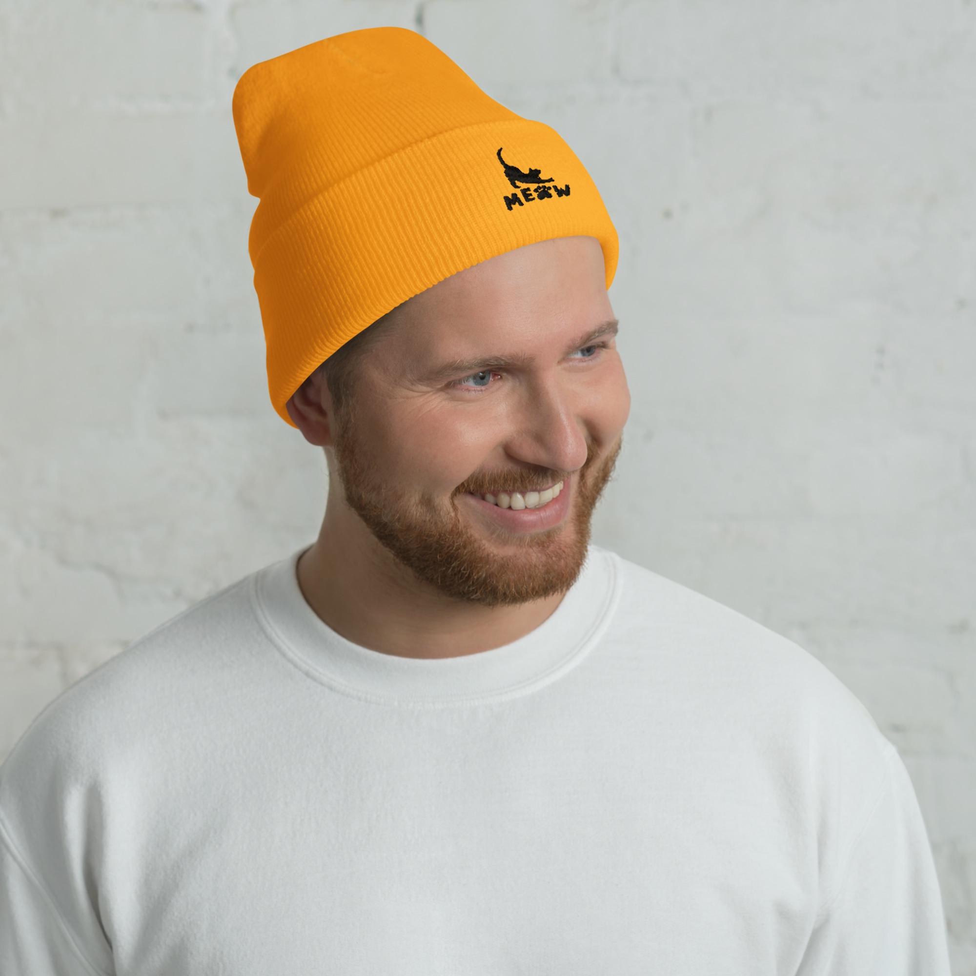 Embroidered Cat Beanie: Turbo Acrylic Knit Hat, Pet Lover Gift, image 9