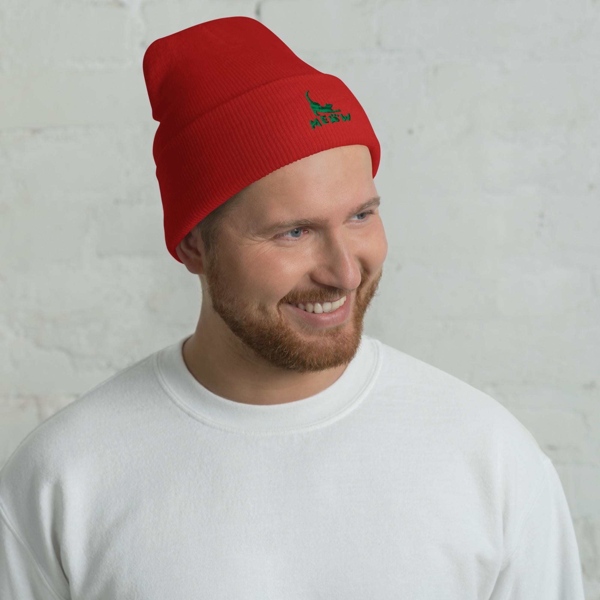 Embroidered Cat Beanie: Knit Winter Hat, Pet Lover Gift, image 7