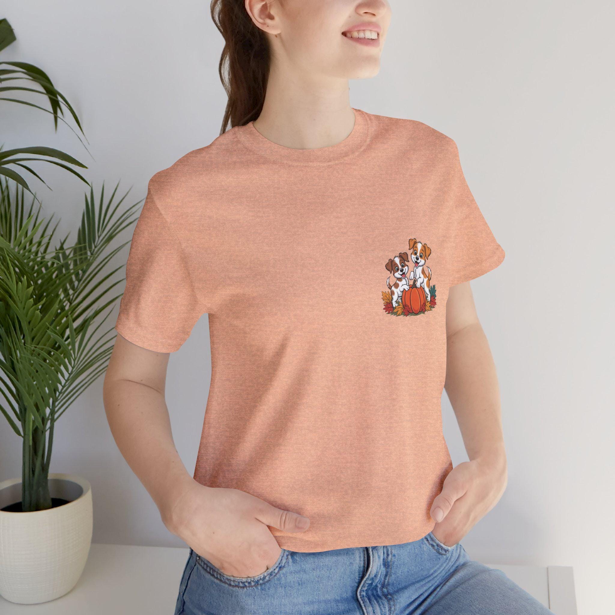 Fall Dog T-Shirt: Pumpkin & Leaves - Cozy Cotton Autumn Tee