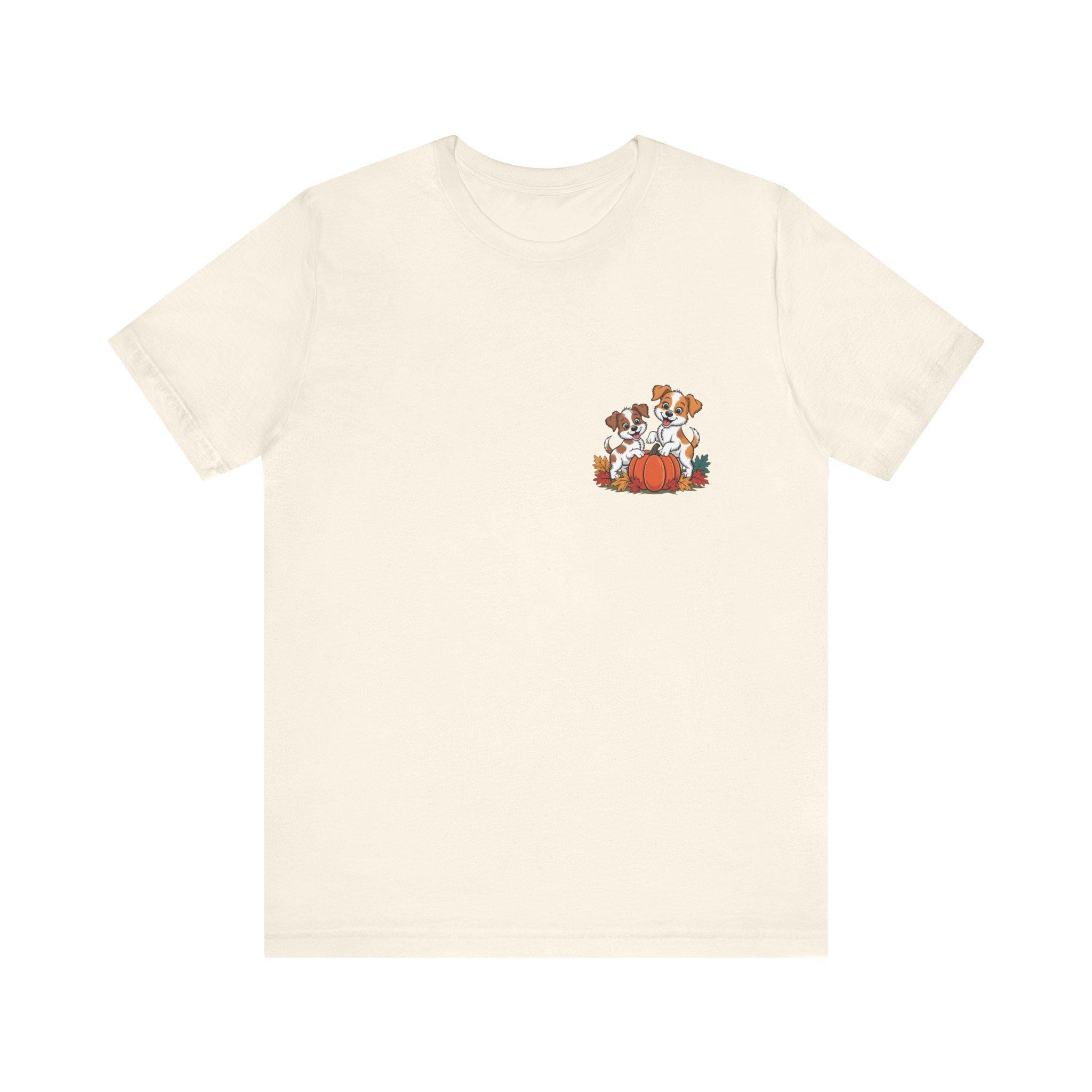 Fall Dog T-Shirt: Pumpkin & Leaves - Cozy Cotton Autumn Tee, image 3