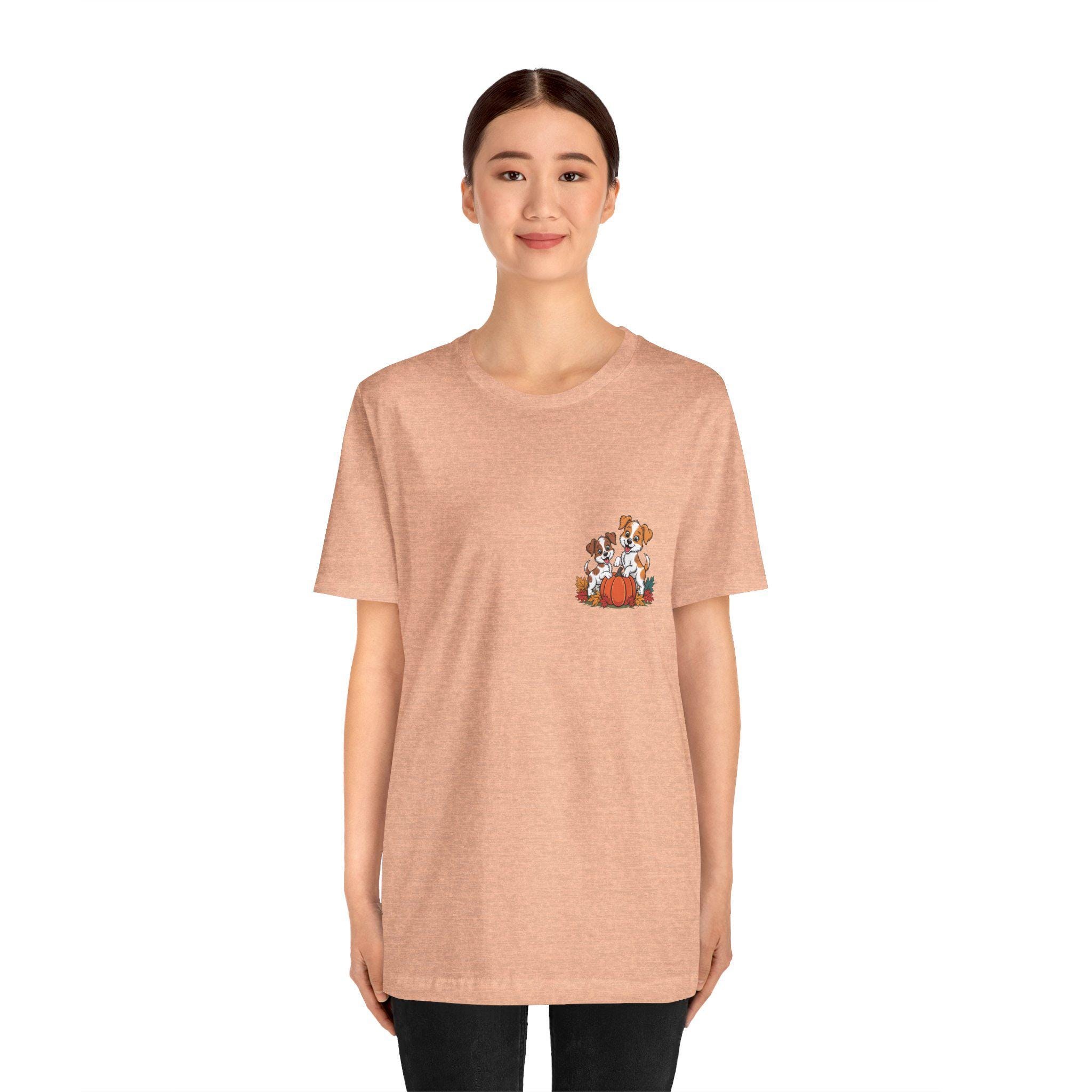 Fall Dog T-Shirt: Pumpkin & Leaves - Cozy Cotton Autumn Tee, image 8