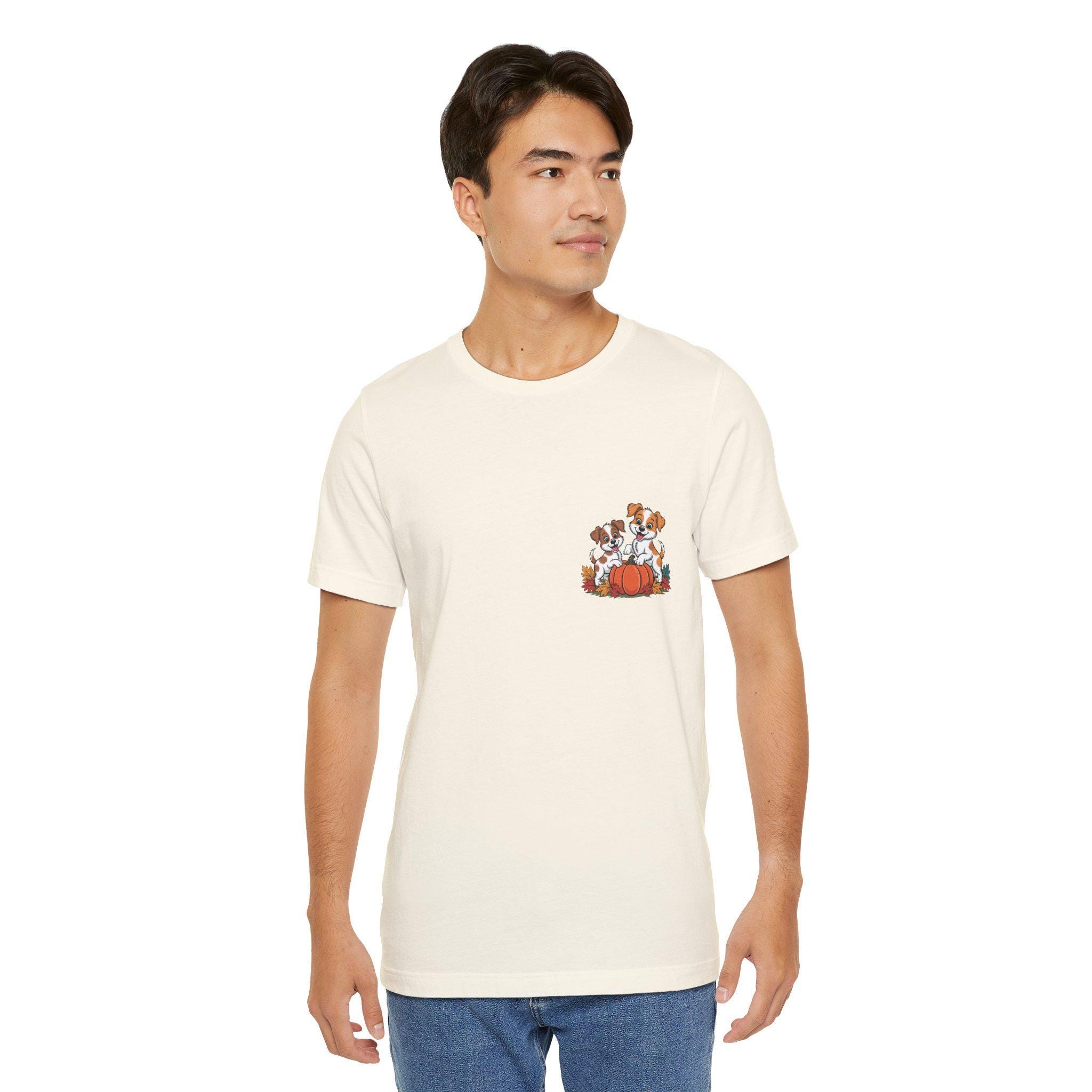 Fall Dog T-Shirt: Pumpkin & Leaves - Cozy Cotton Autumn Tee, image 9