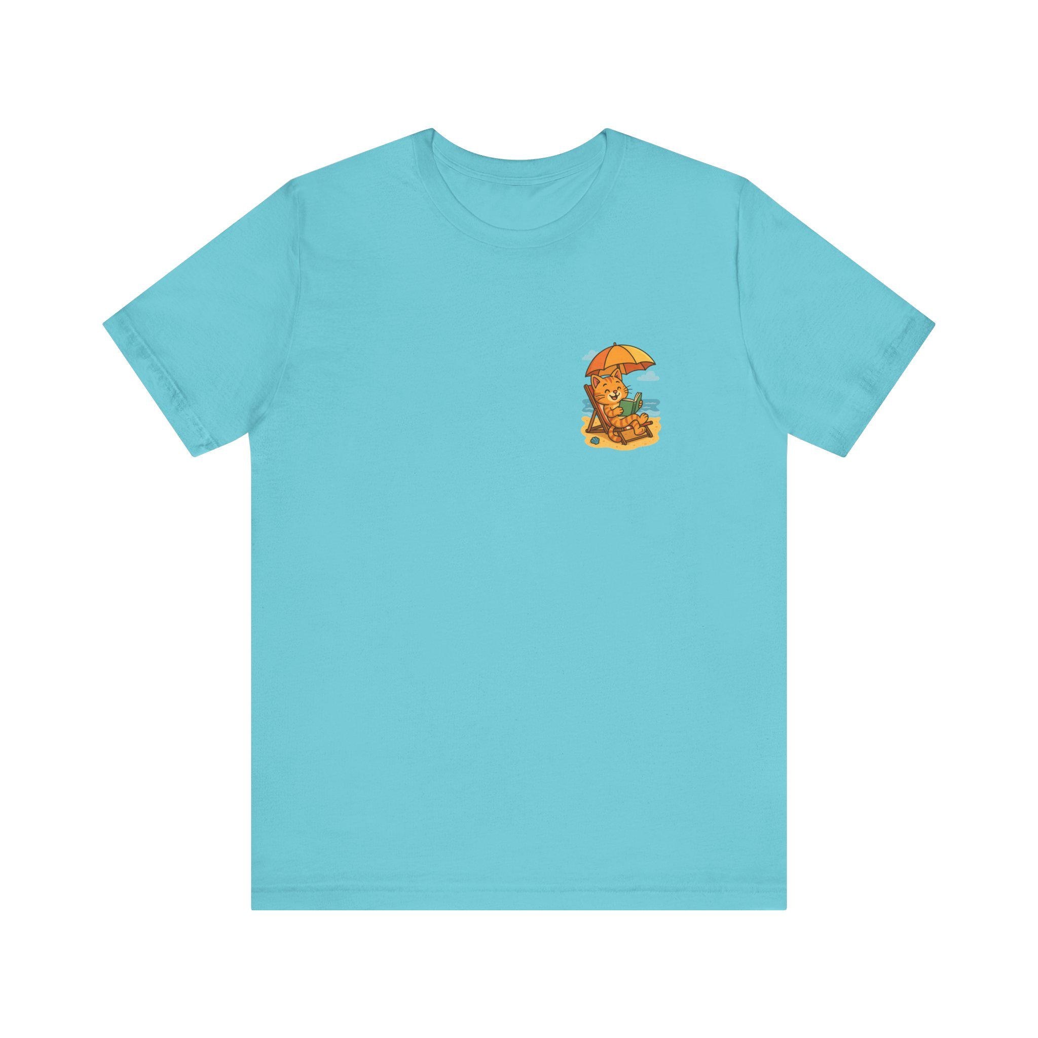 Beach Cat T-Shirt: Summer Vacation Outfit, Book Lover Gift, 100% Airlume Cotton, image 2