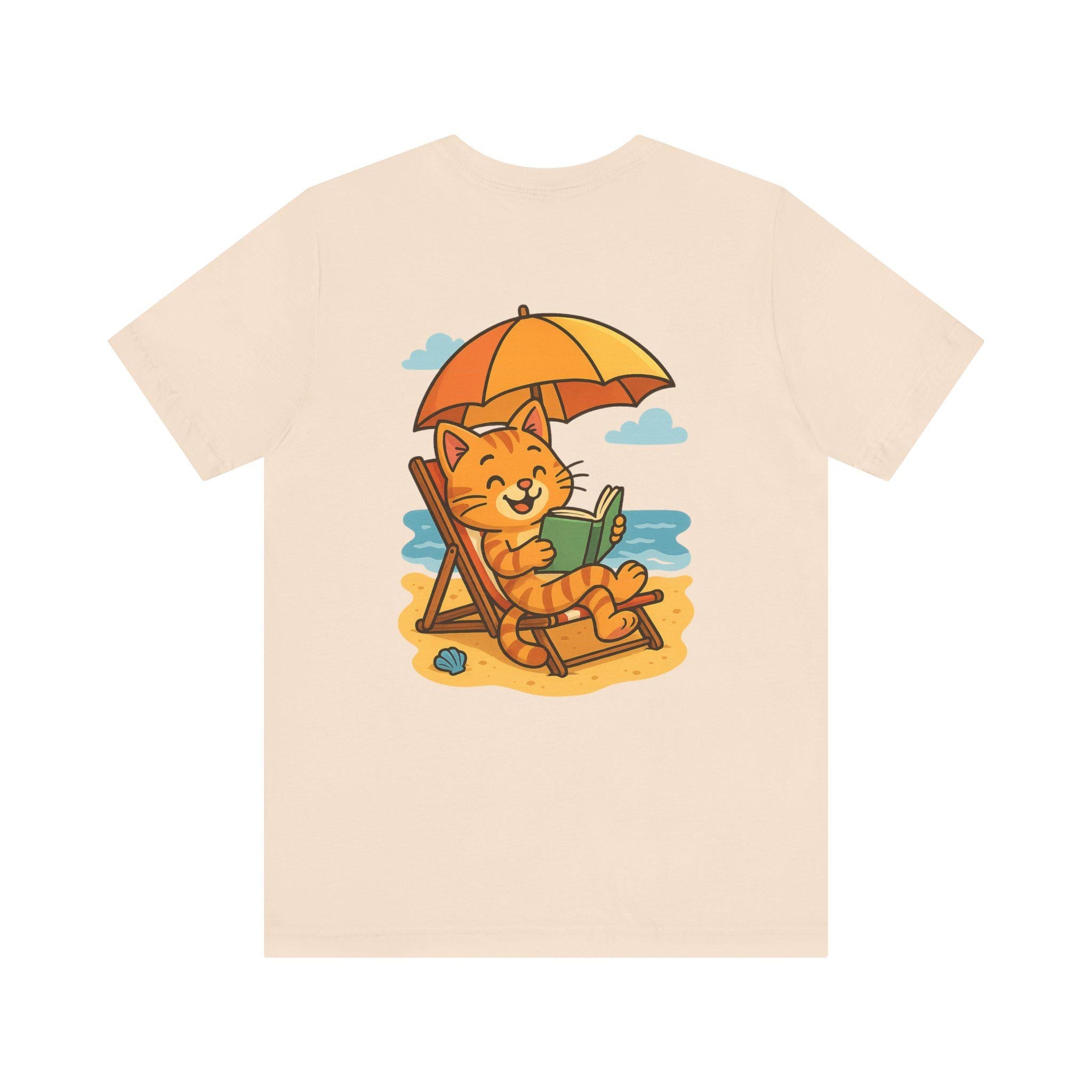 Beach Cat T-Shirt: Summer Vacation Outfit, Book Lover Gift, 100% Airlume Cotton, image 5