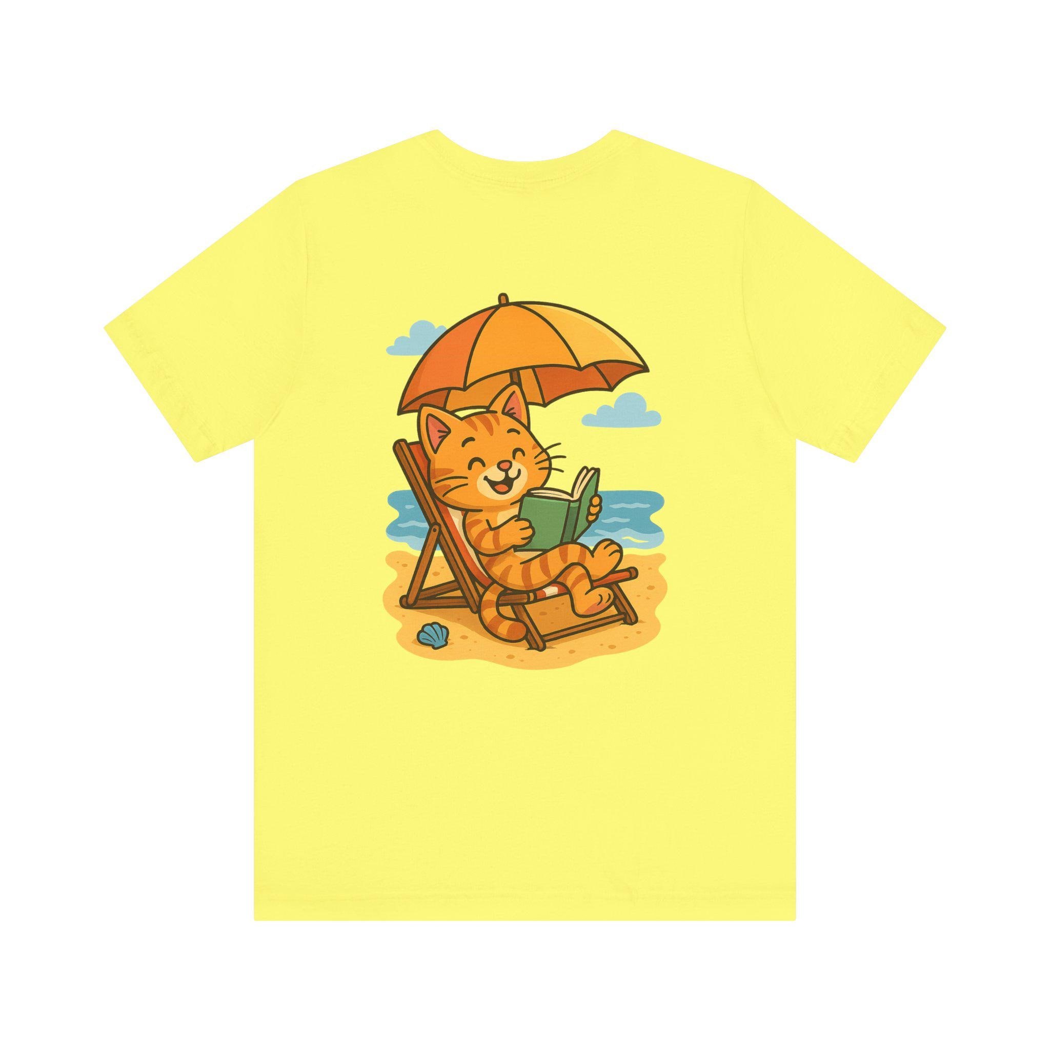 Beach Cat T-Shirt: Summer Vacation Outfit, Book Lover Gift, 100% Airlume Cotton, image 7