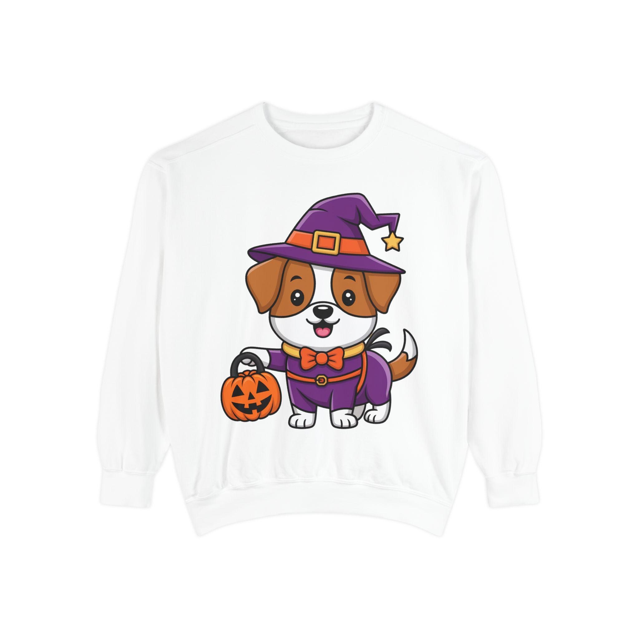 Halloween Dog Sweatshirt: Witch Hat Cotton Blend Autumn Wear, image 2