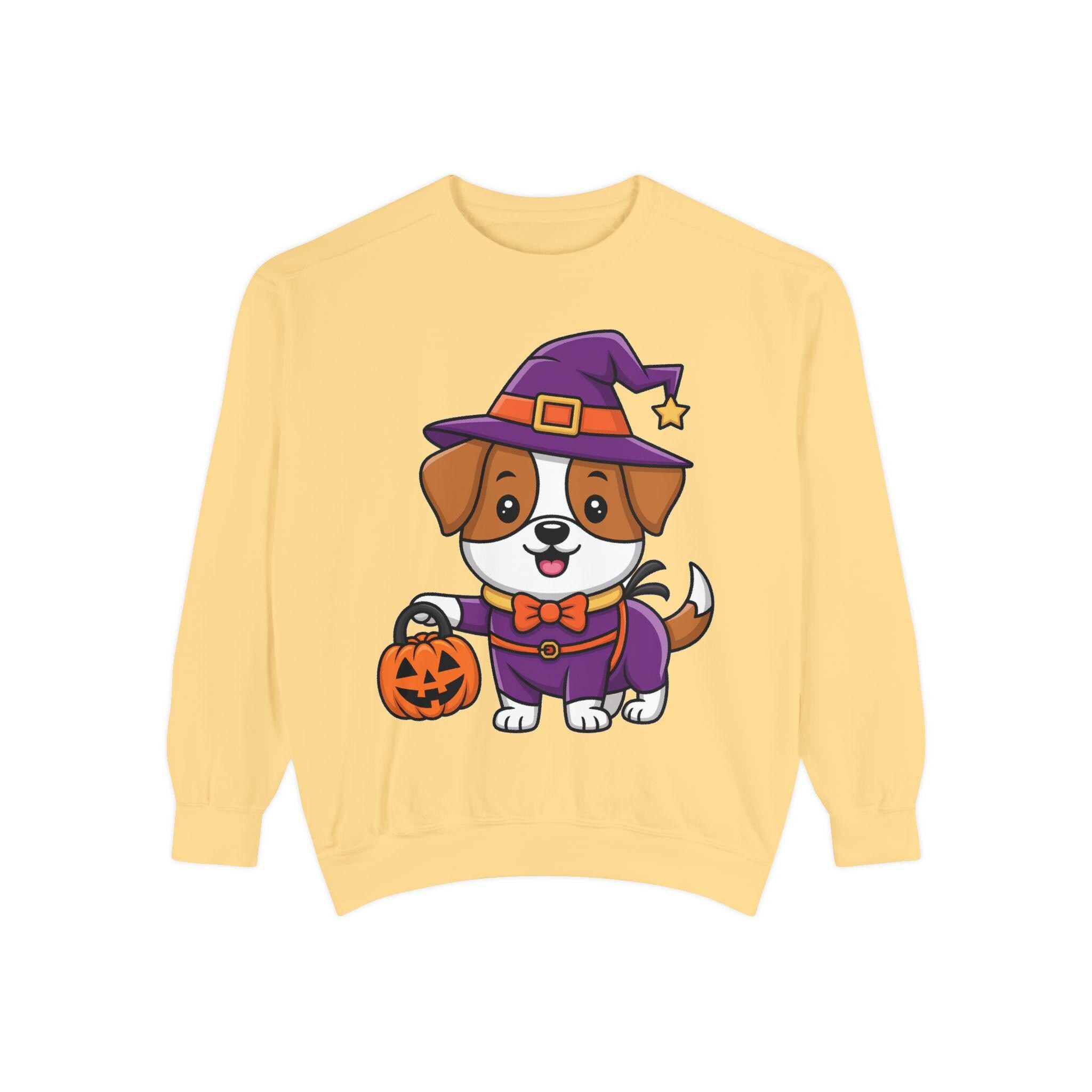 Halloween Dog Sweatshirt: Witch Hat Cotton Blend Autumn Wear, image 3