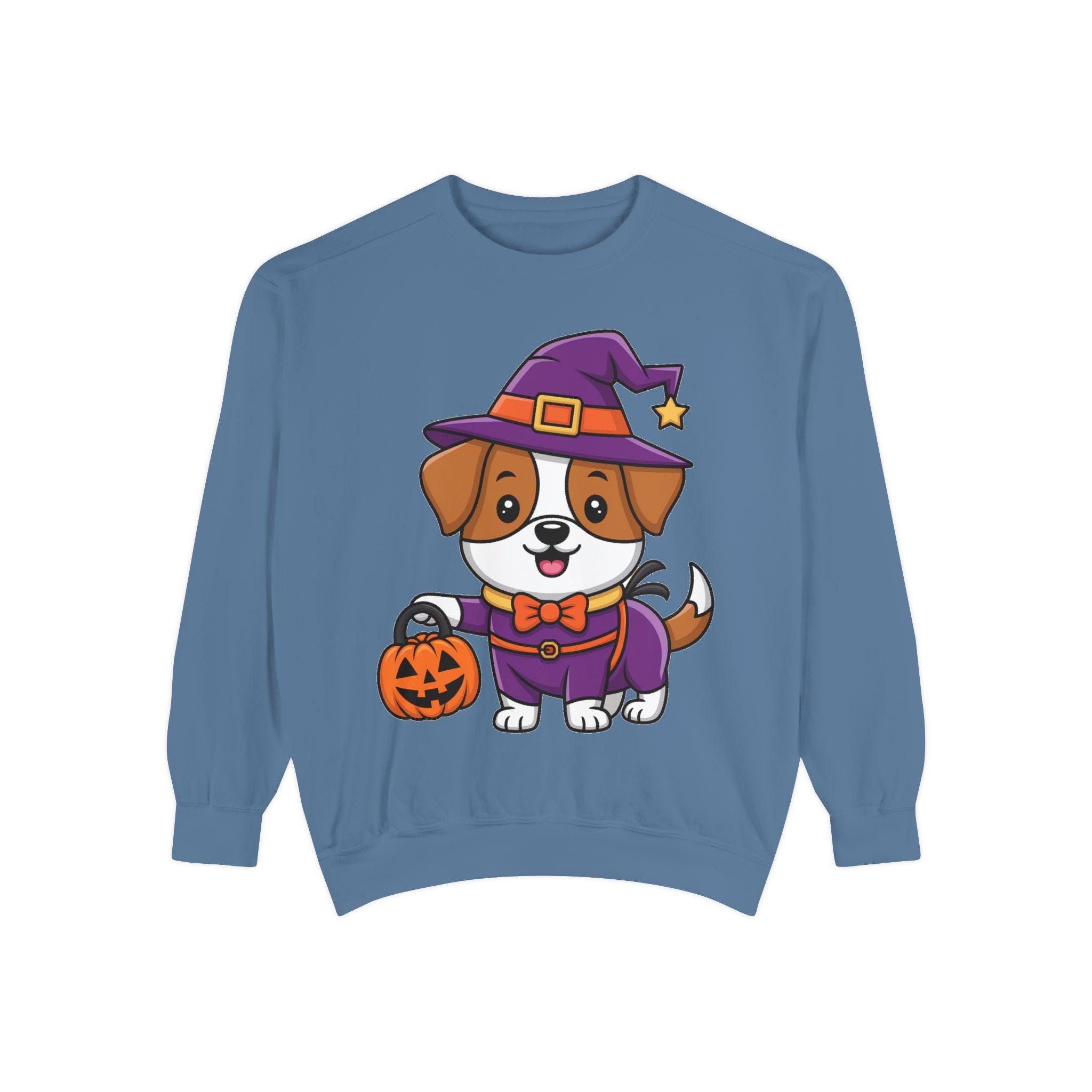 Halloween Dog Sweatshirt: Witch Hat Cotton Blend Autumn Wear, image 4
