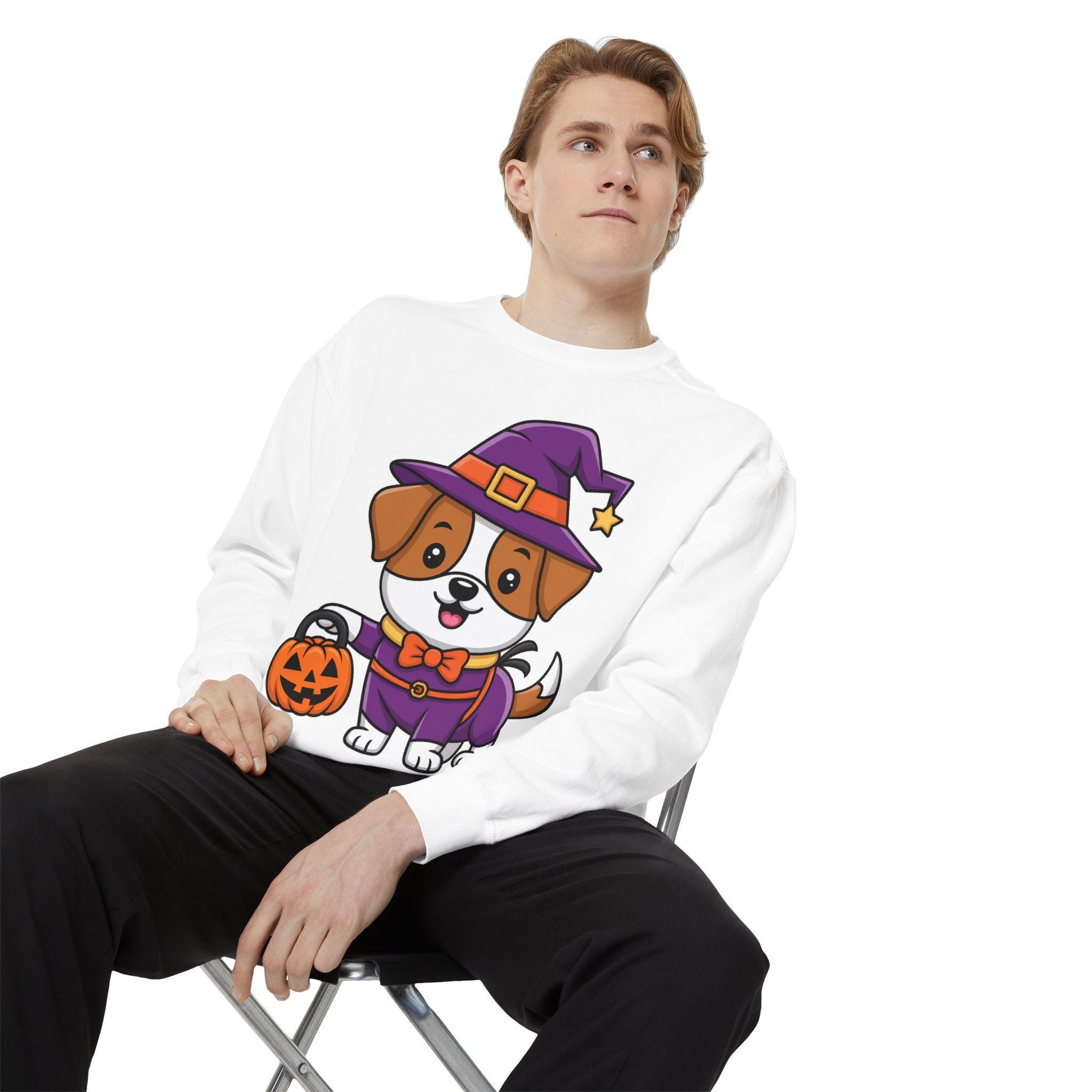 Halloween Dog Sweatshirt: Witch Hat Cotton Blend Autumn Wear, image 6