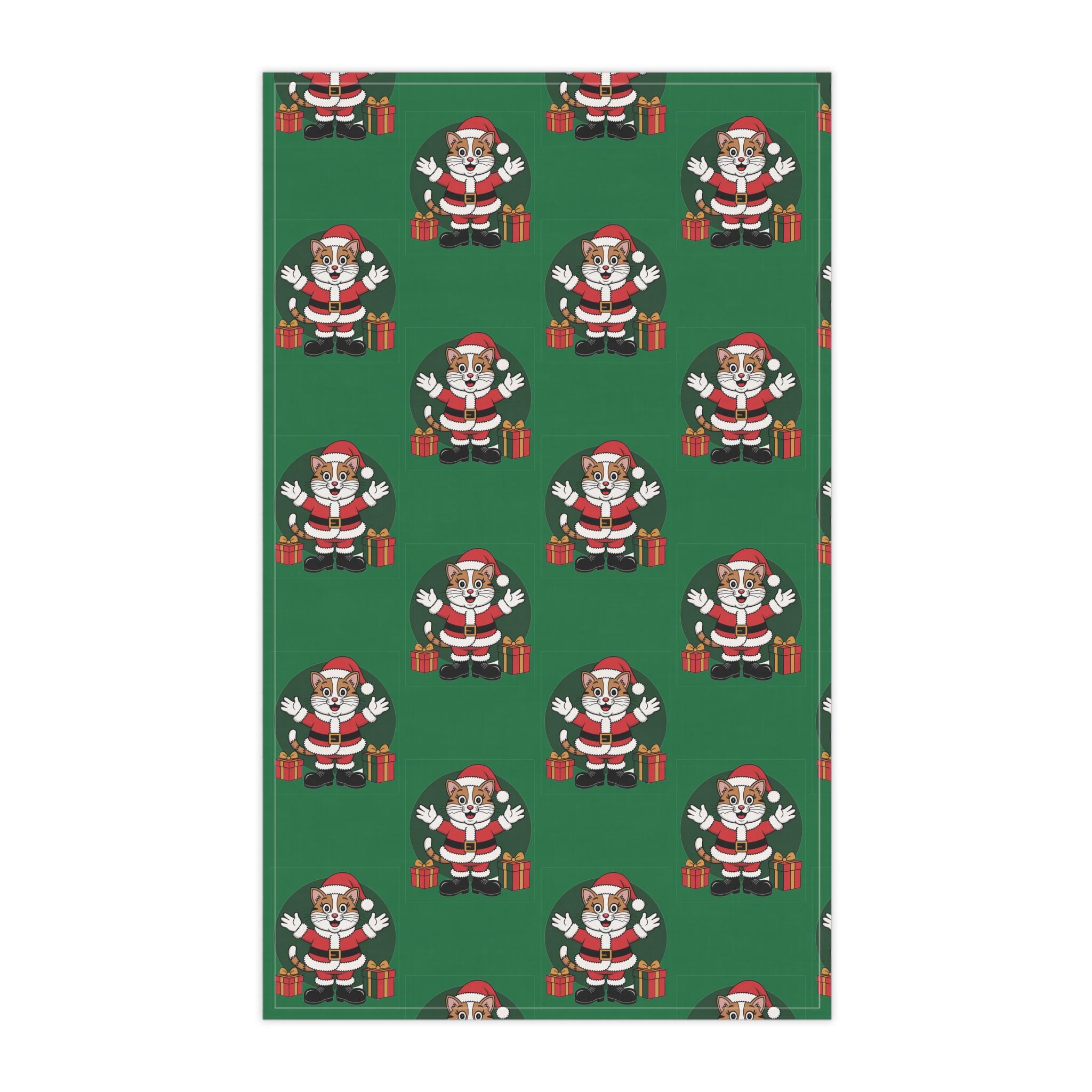 Santa Cat Tea Towels, Christmas Kitchen Decor, Festive Holiday Fun, image 3