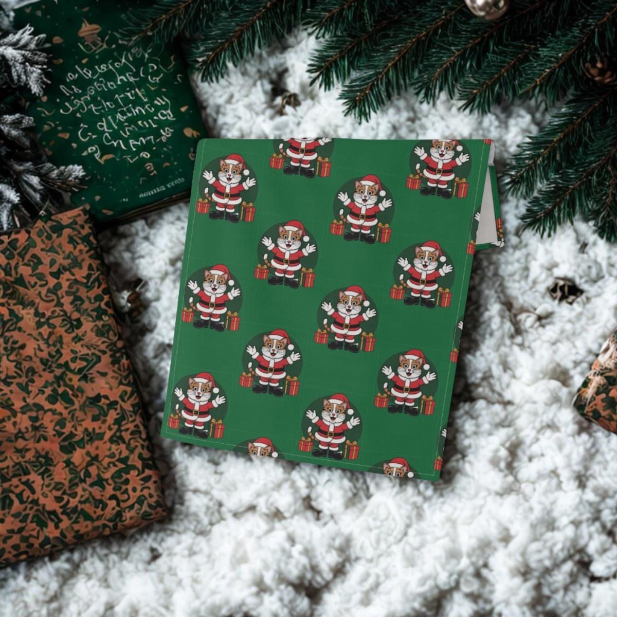 Santa Cat Tea Towels, Christmas Kitchen Decor, Festive Holiday Fun, image 7