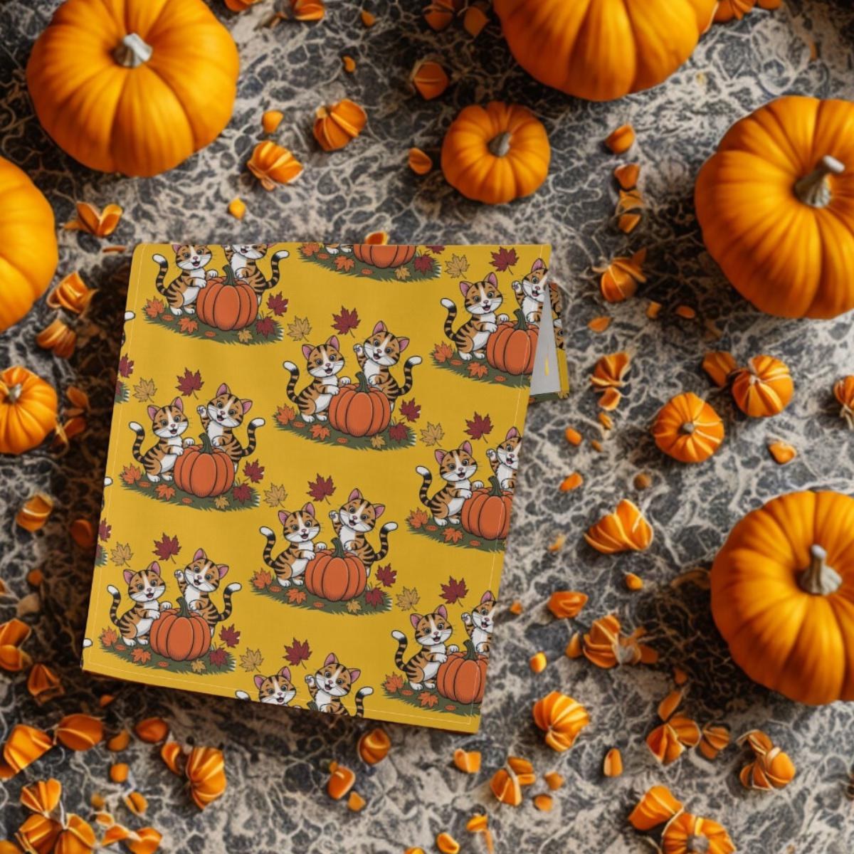Autumn Themed Tea Towels with Playful Cats, Fall Kitchen Decor, Harvest Season, image 8