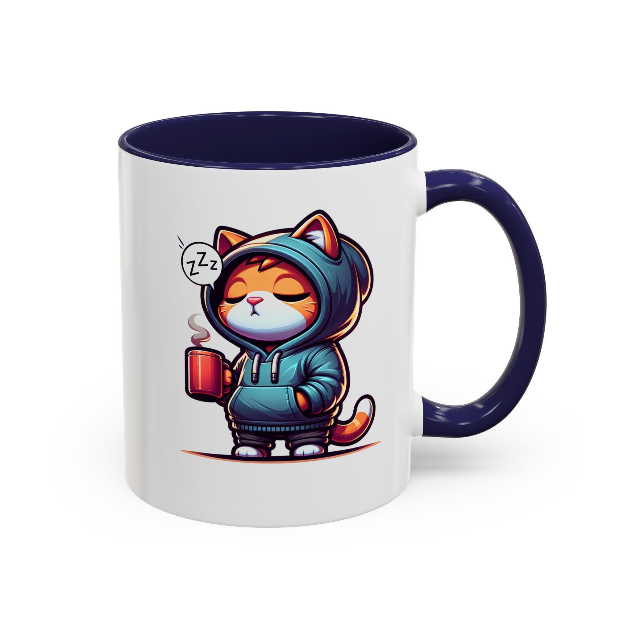 Sleepy Cat Mug for Your Daily Beverage, Accent Colors, Ceramic, 11 oz, image 2