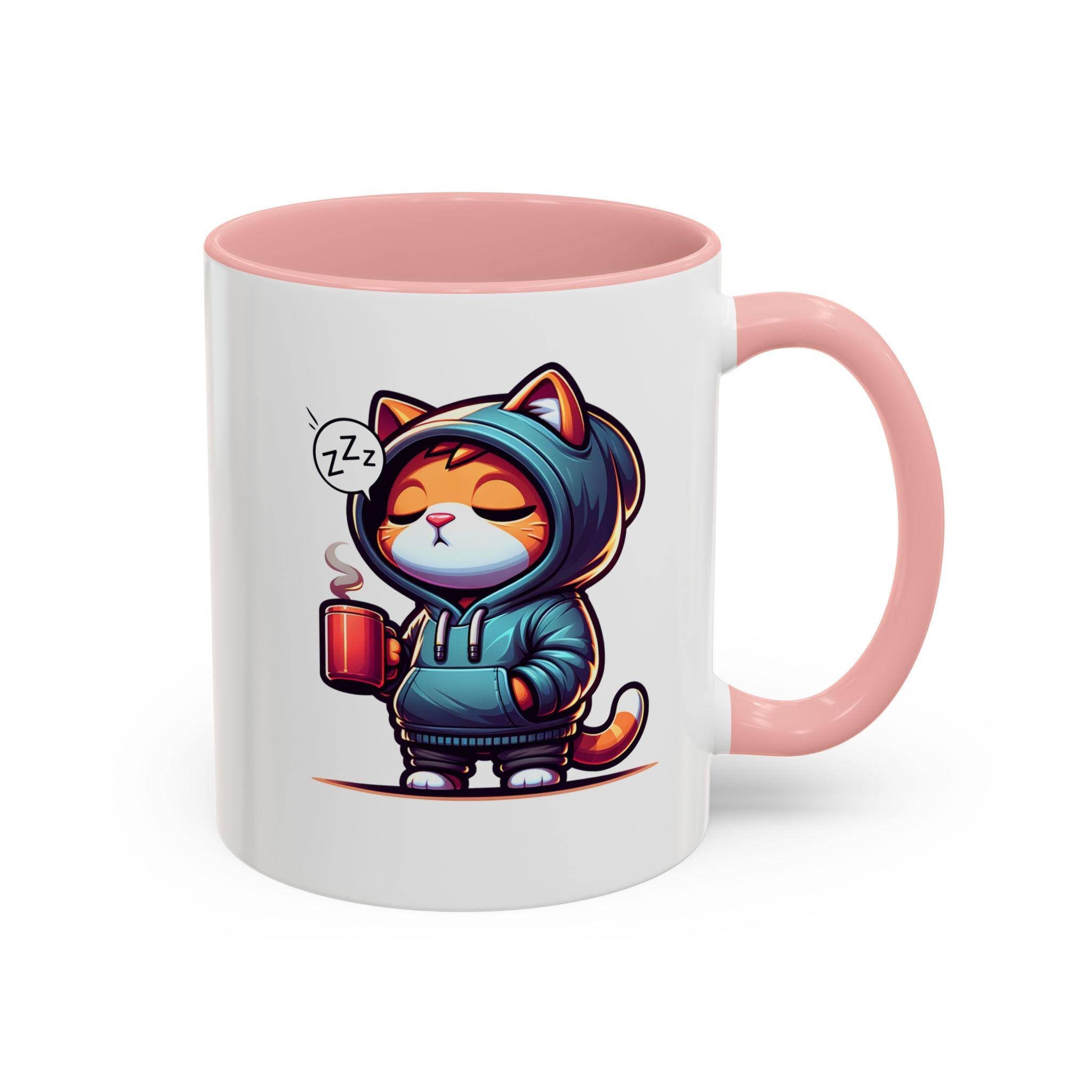 Sleepy Cat Mug for Your Daily Beverage, Accent Colors, Ceramic, 11 oz, image 3