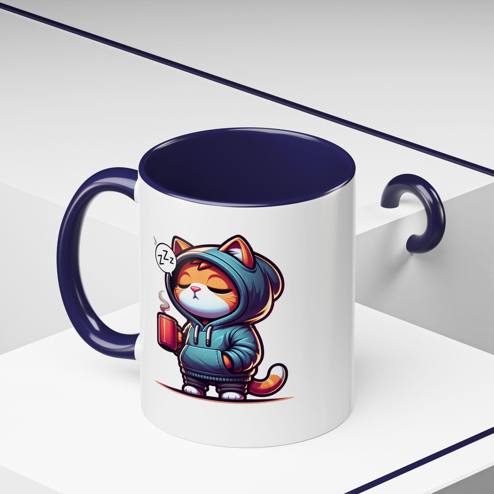 Sleepy Cat Mug for Your Daily Beverage, Accent Colors, Ceramic, 11 oz, image 5