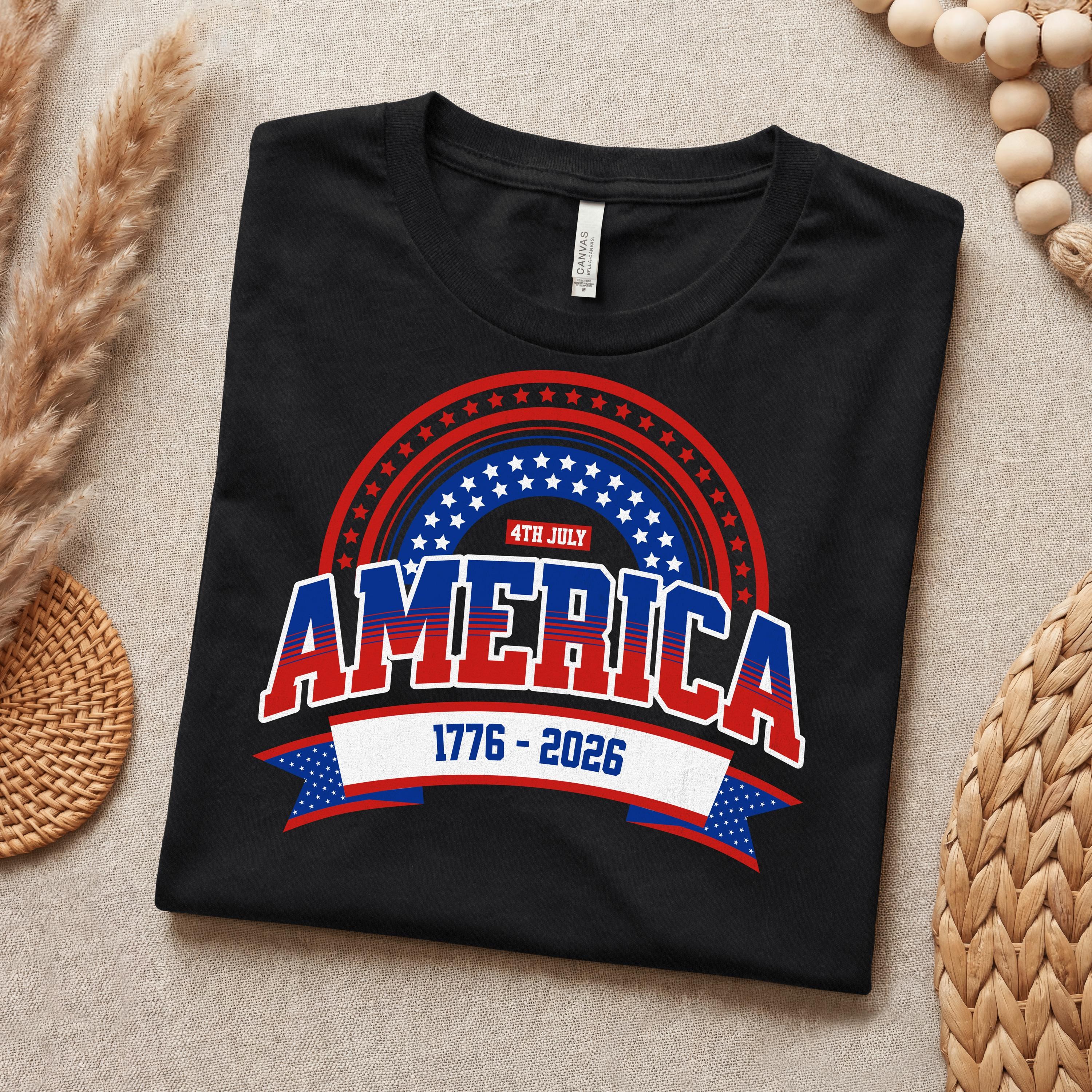 America 1776-2026 Patriotic Flag Tee | Stars Red White Blue