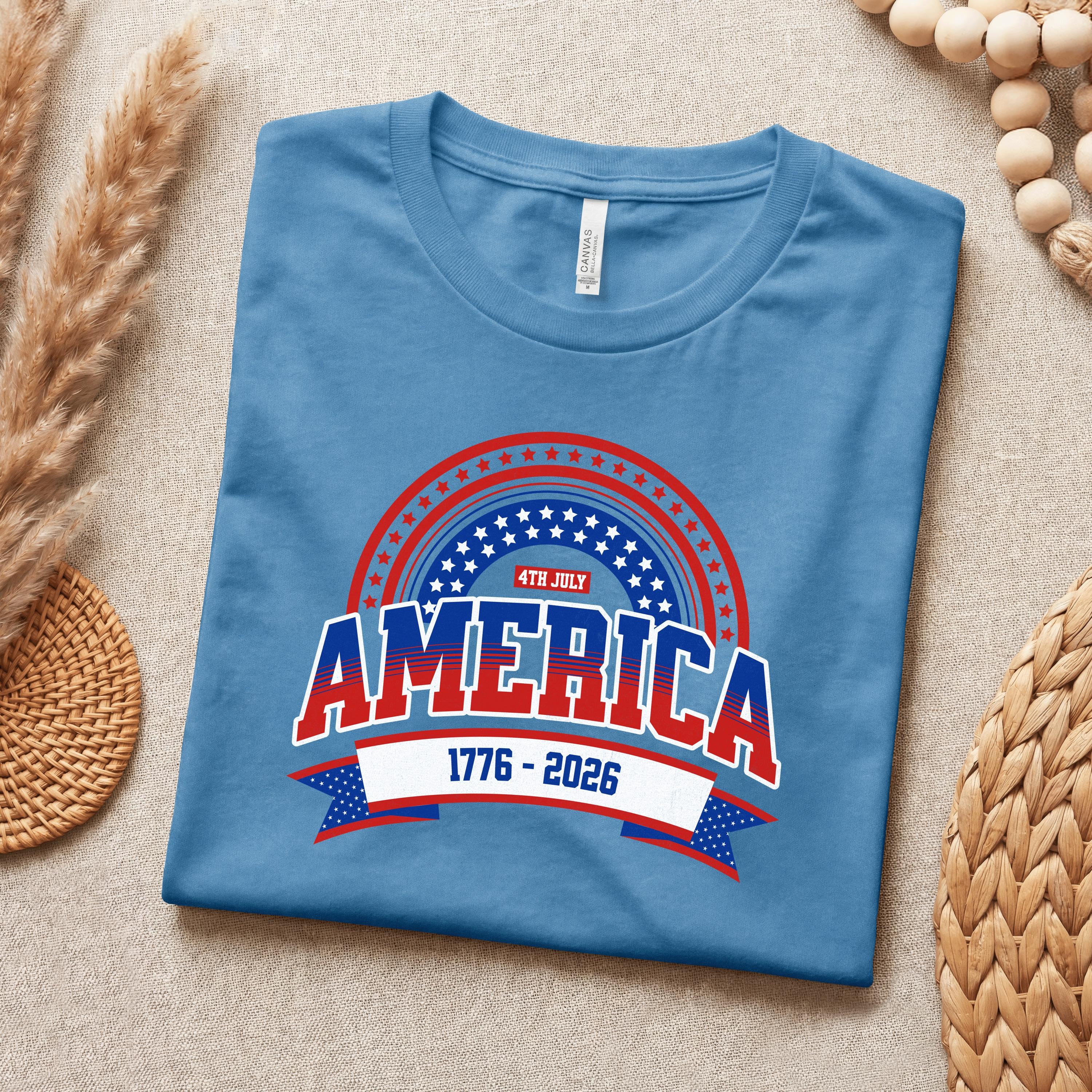 America 1776-2026 Patriotic Flag Tee | Stars Red White Blue, image 2