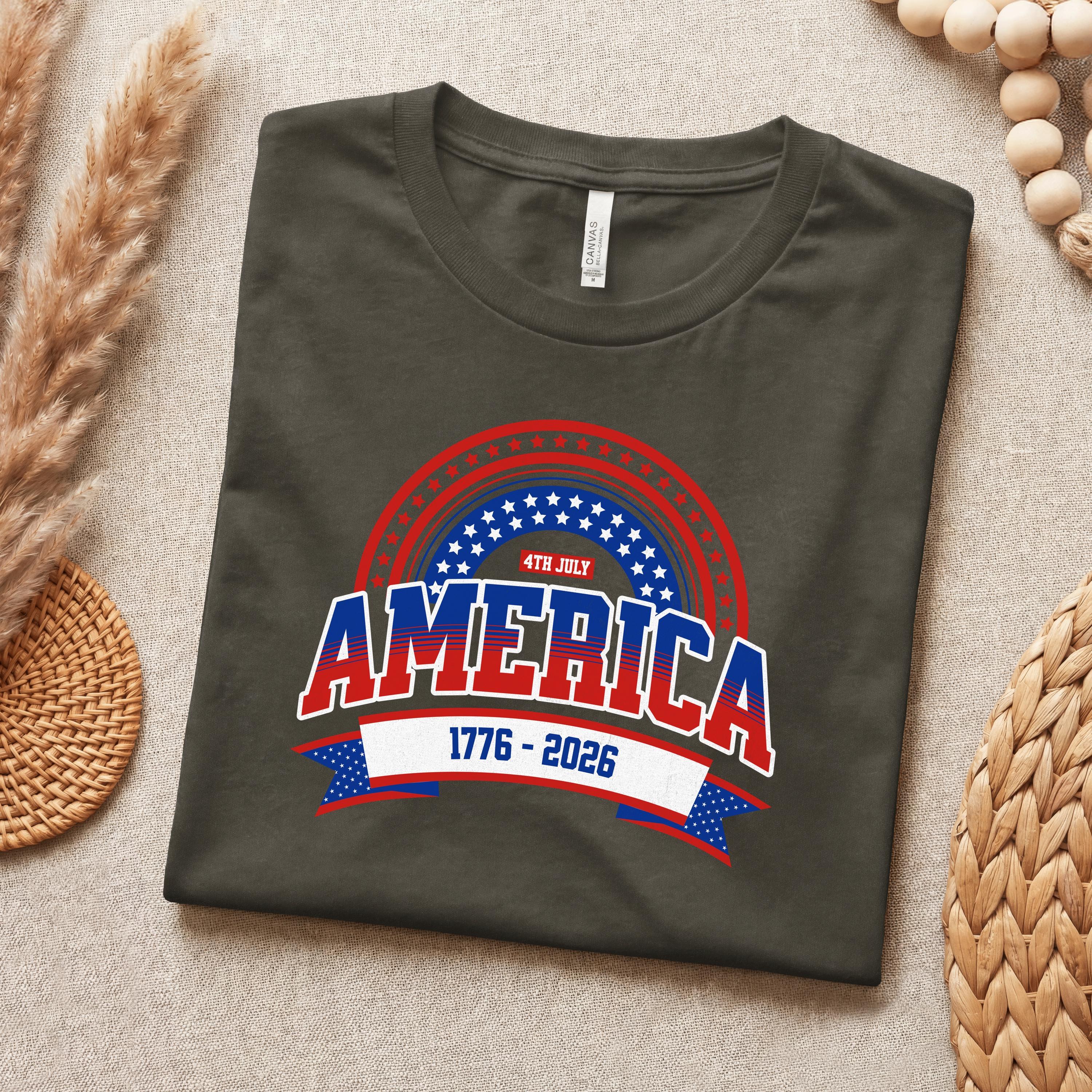 America 1776-2026 Patriotic Flag Tee | Stars Red White Blue, image 3