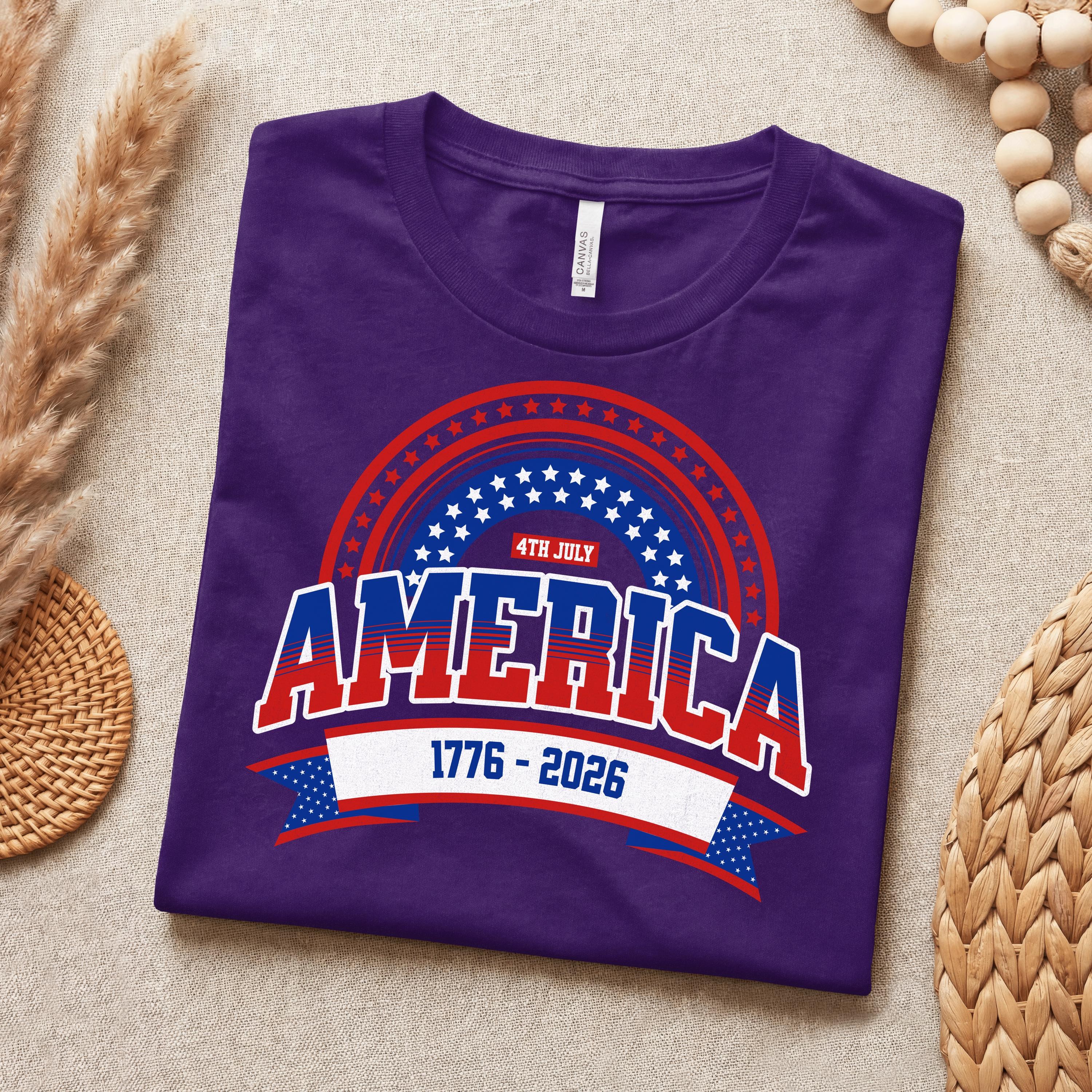 America 1776-2026 Patriotic Flag Tee | Stars Red White Blue, image 4