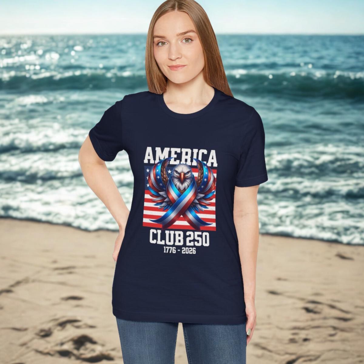 America Club 250 Fighting Eagle Flag T-Shirt Patriotic Tee, image 9