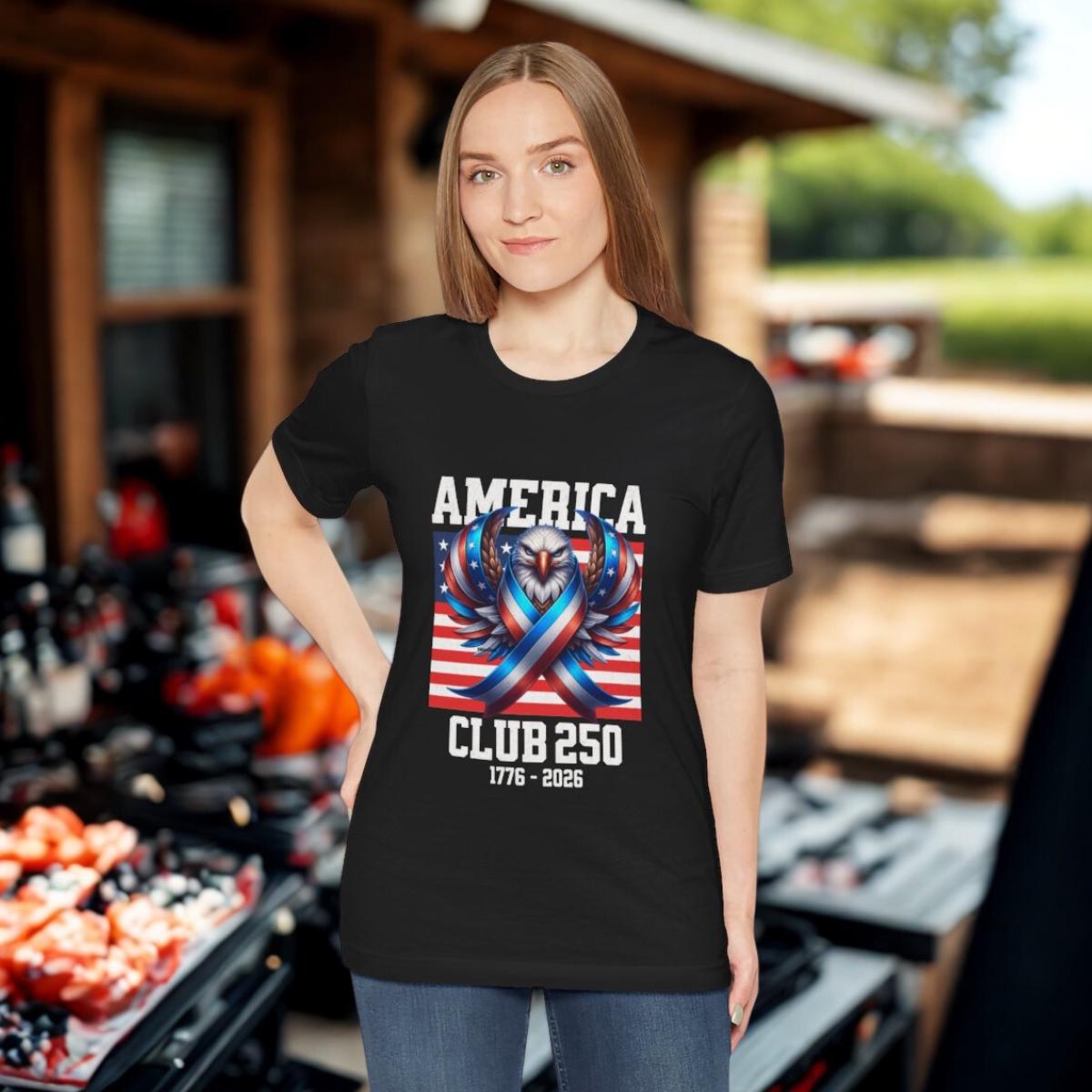 America Club 250 Fighting Eagle Flag T-Shirt Patriotic Tee, image 5