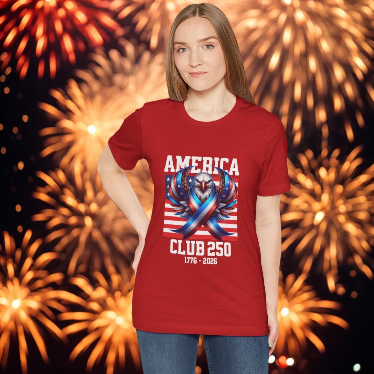 America Club 250 Fighting Eagle Flag T-Shirt Patriotic Tee, image 6