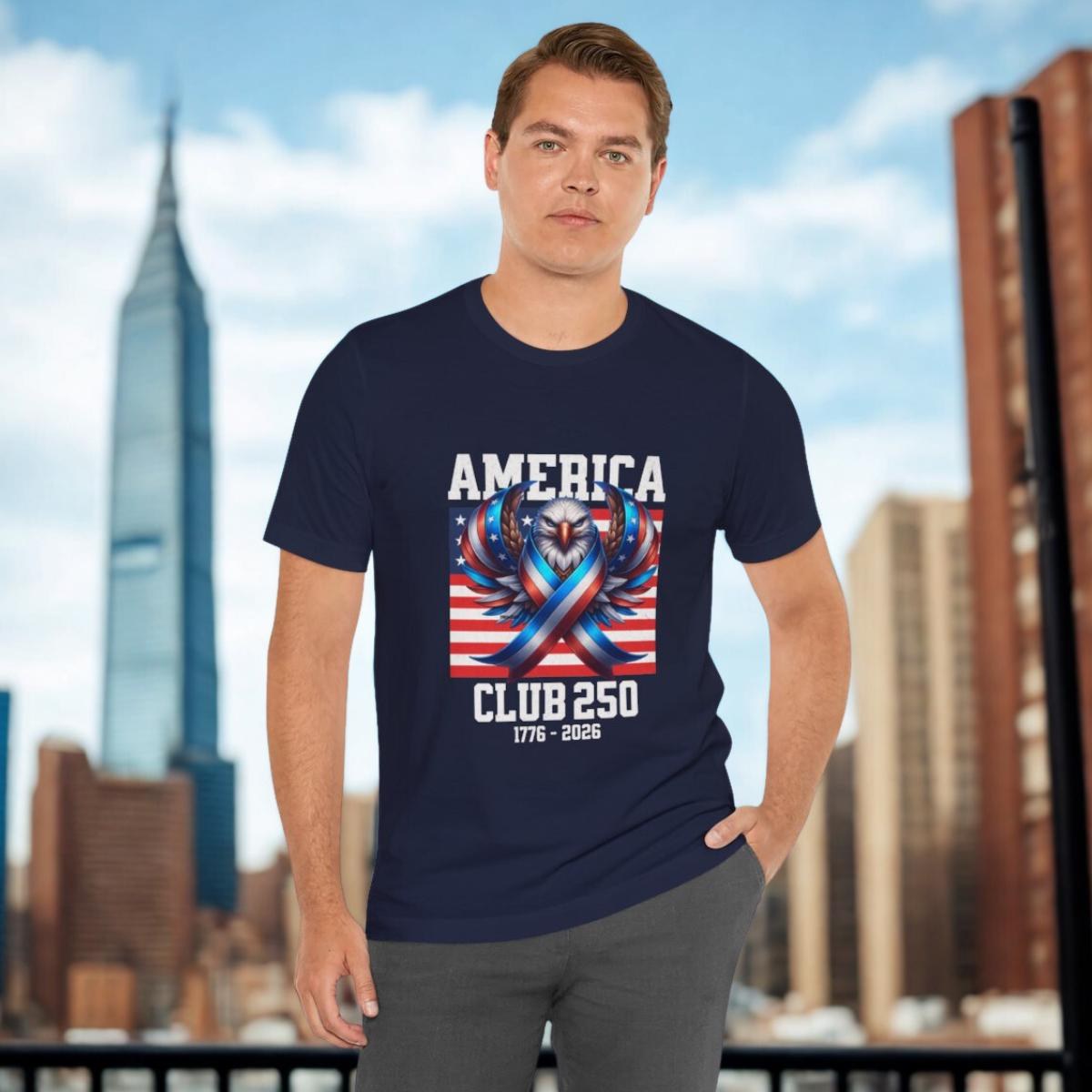 America Club 250 Fighting Eagle Flag T-Shirt Patriotic Tee, image 7