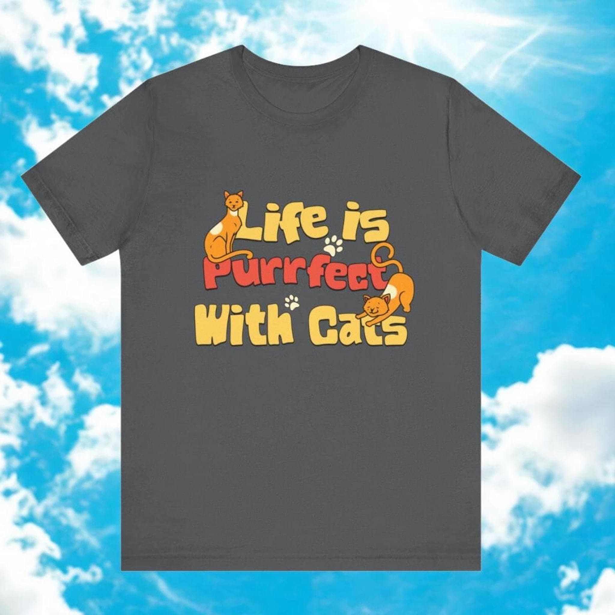 Cat Person Shirt, 100% Cotton Short Sleeve With Colorful Cat Graphic