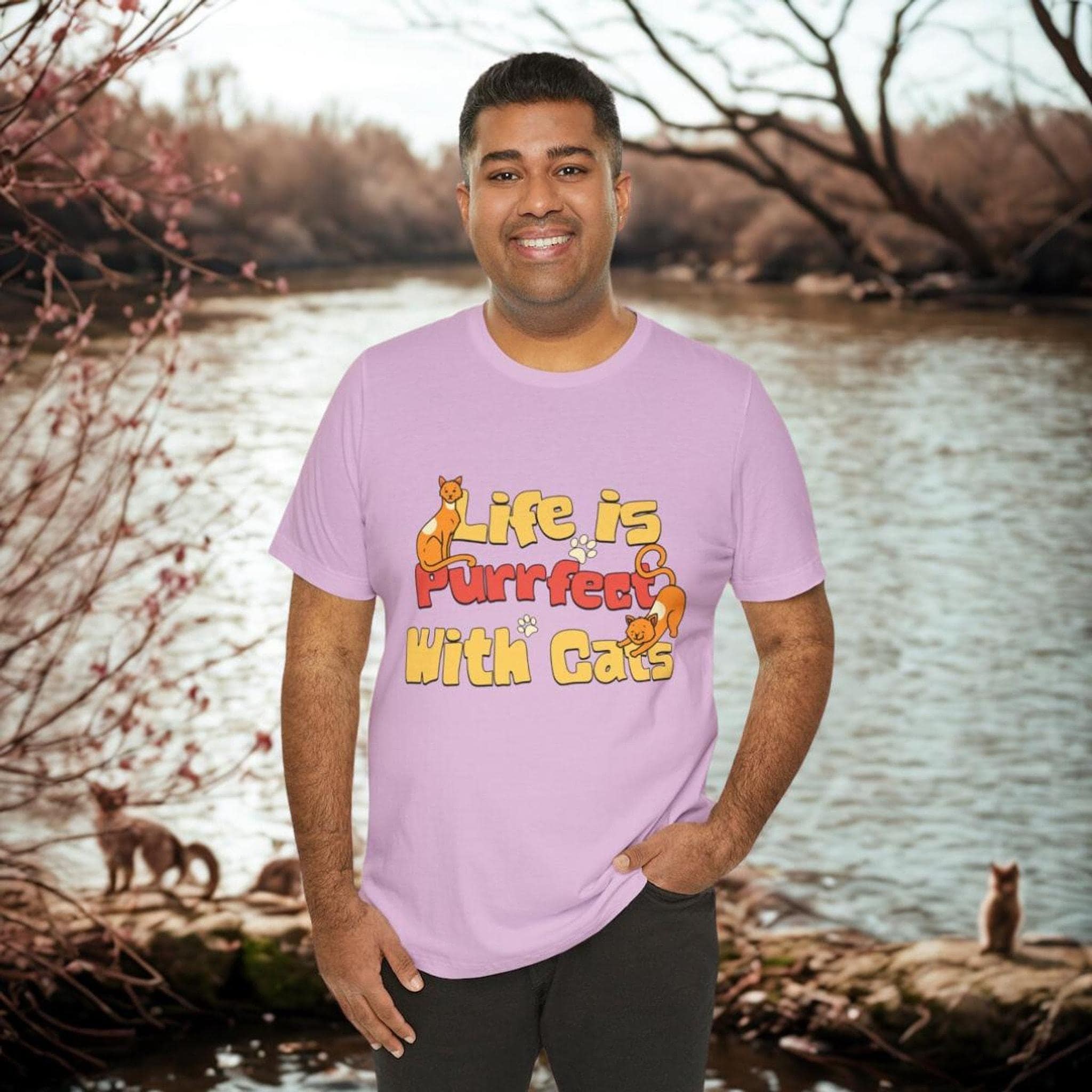 Cat Person Shirt, 100% Cotton Short Sleeve With Colorful Cat Graphic, image 11