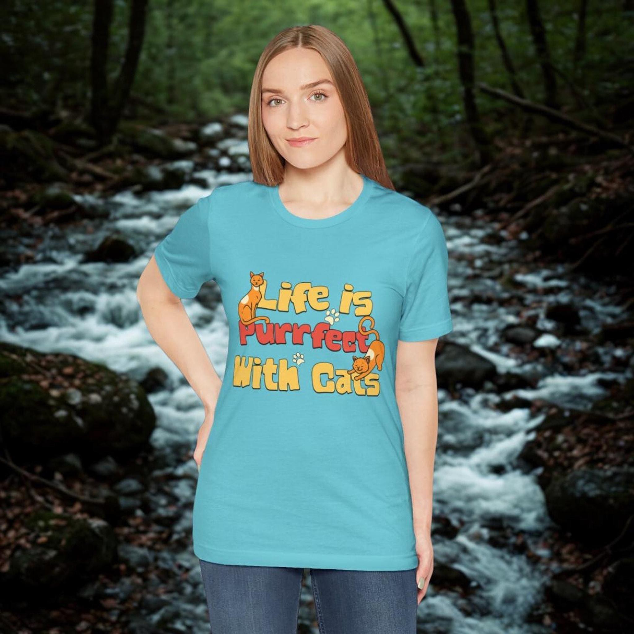 Cat Person Shirt, 100% Cotton Short Sleeve With Colorful Cat Graphic, image 14