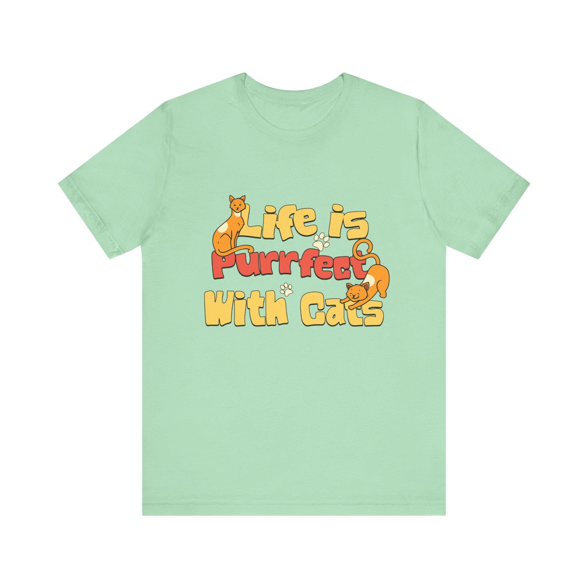 Cat Person Shirt, 100% Cotton Short Sleeve With Colorful Cat Graphic, image 3