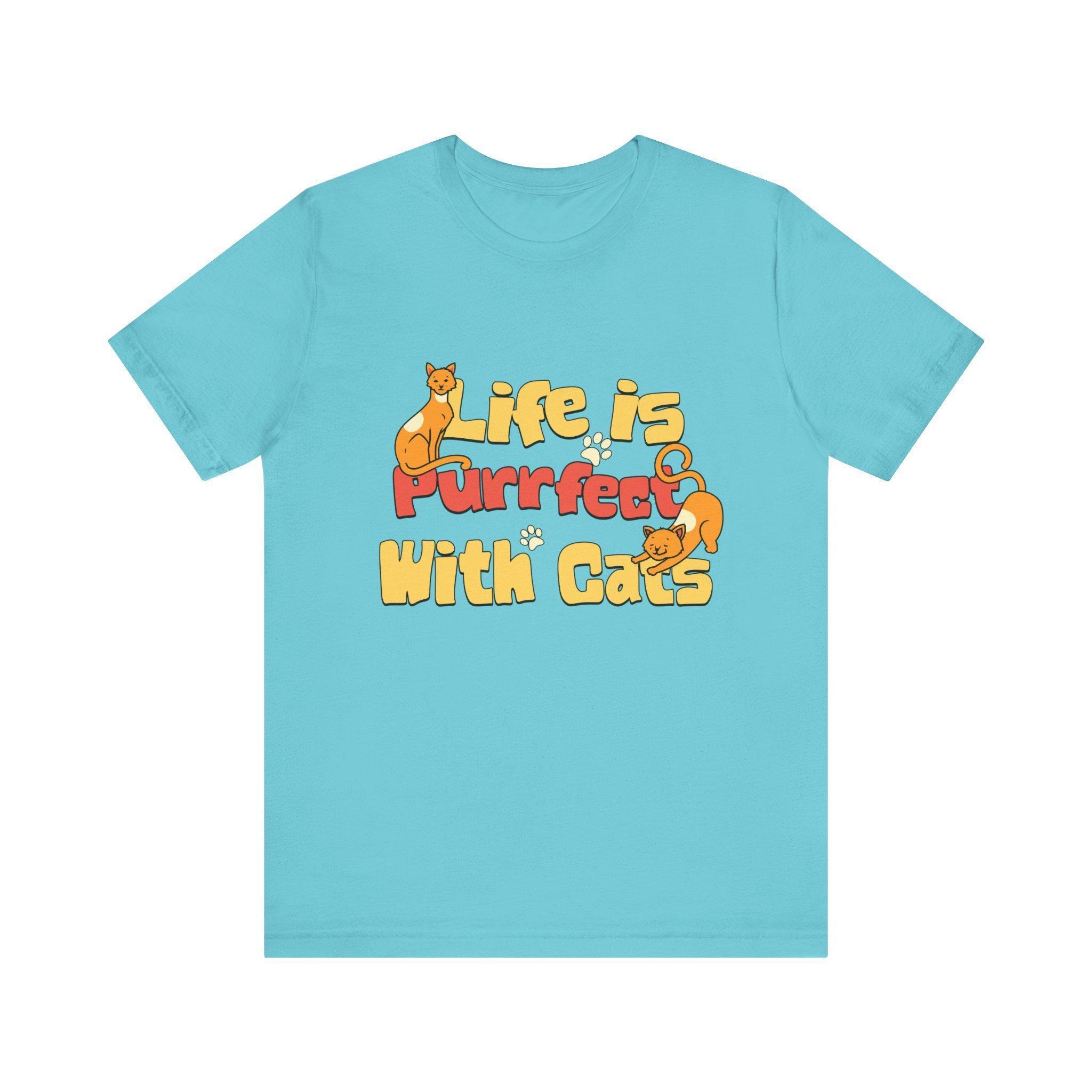 Cat Person Shirt, 100% Cotton Short Sleeve With Colorful Cat Graphic, image 4
