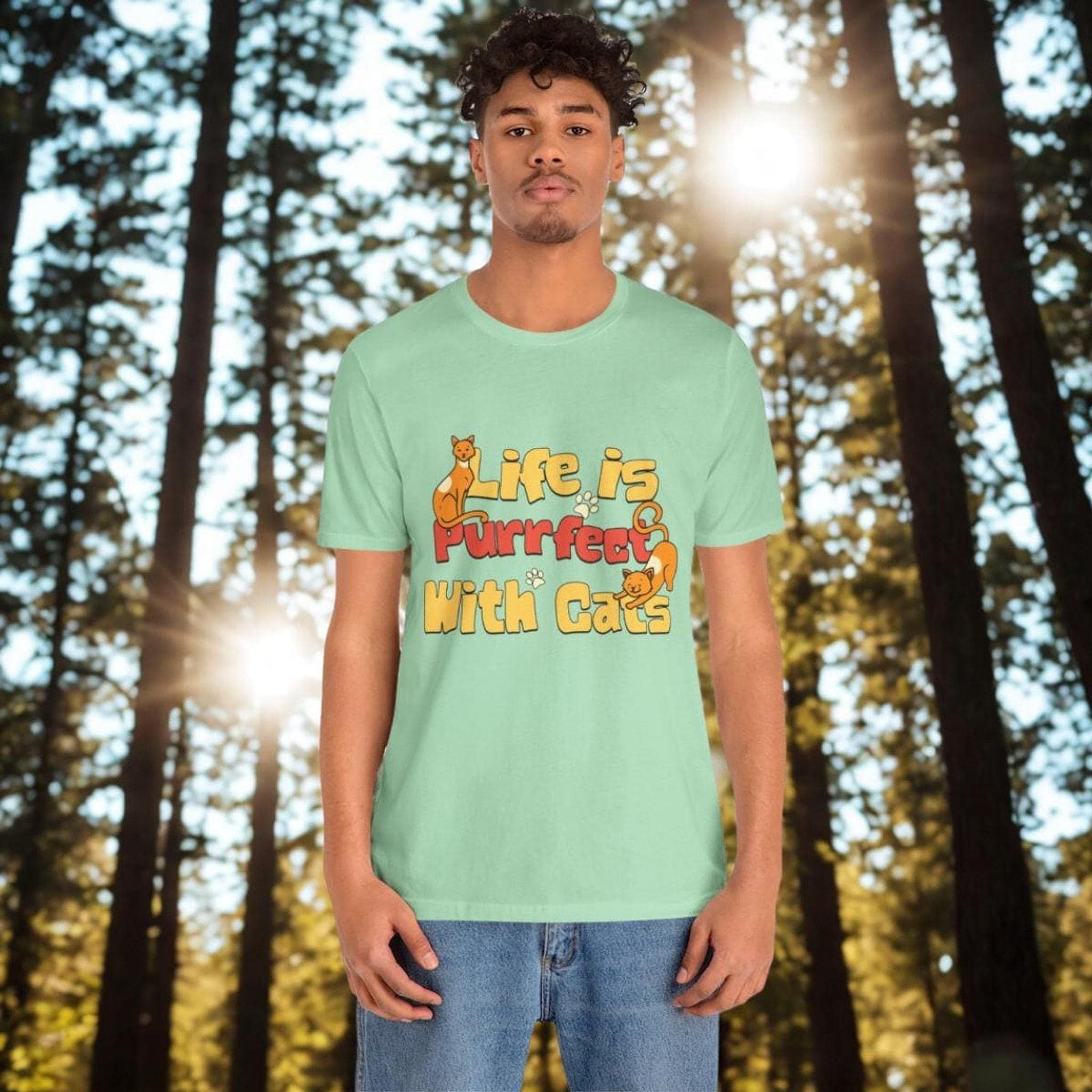 Cat Person Shirt, 100% Cotton Short Sleeve With Colorful Cat Graphic, image 9