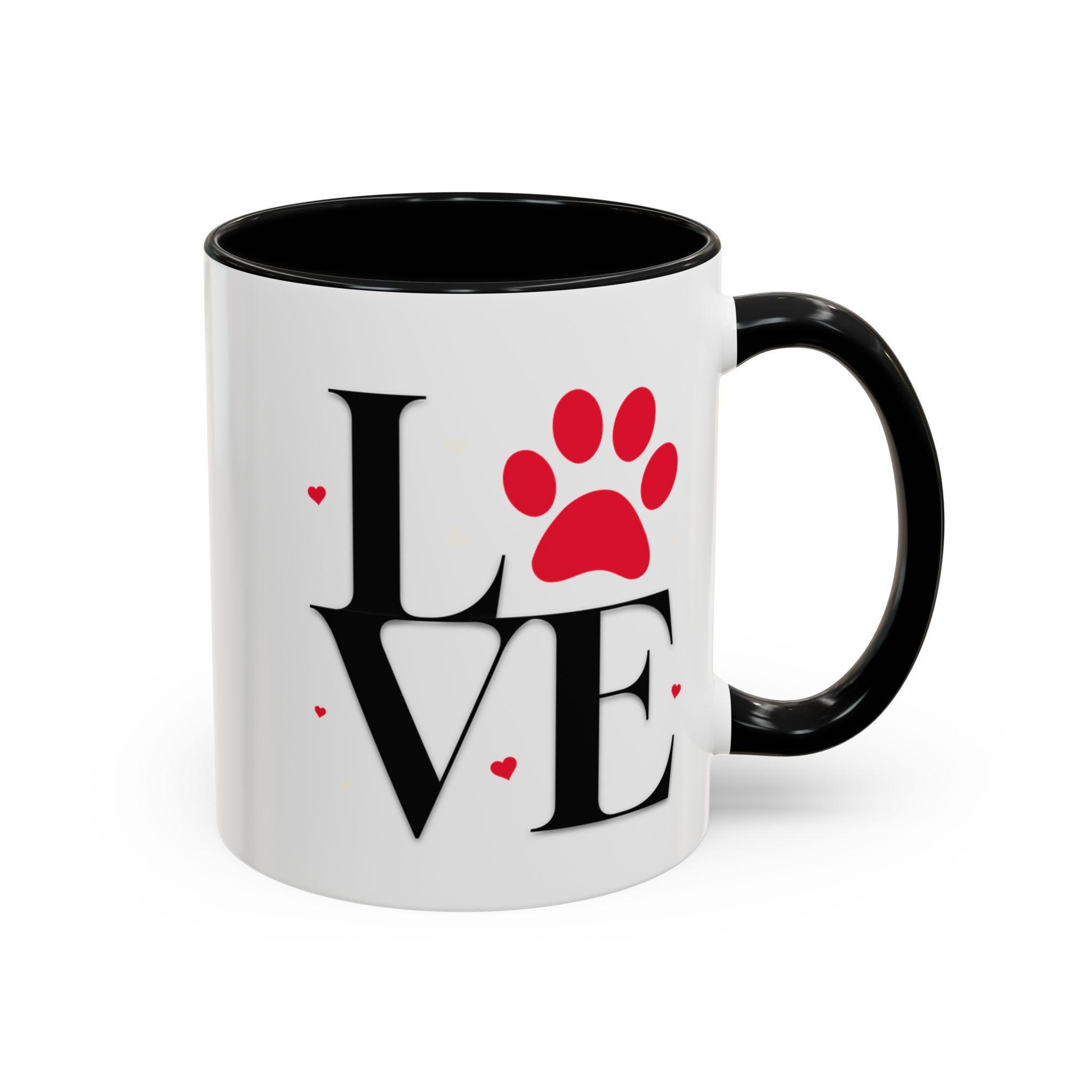 Love Dog Mug Ceramic Mug, 11oz White Paw Print with Glossy Color Handle, image 8