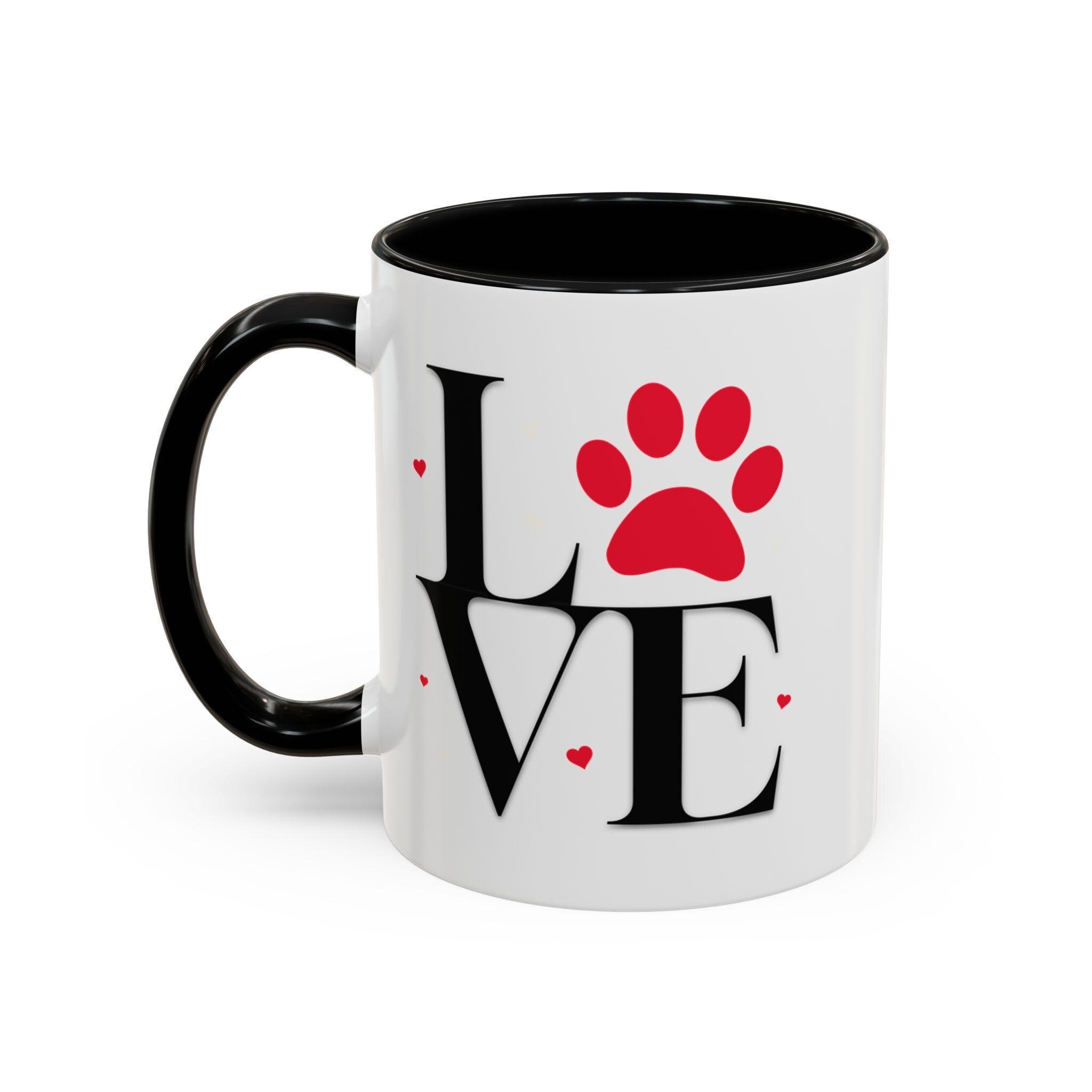 Love Dog Mug Ceramic Mug, 11oz White Paw Print with Glossy Color Handle, image 9