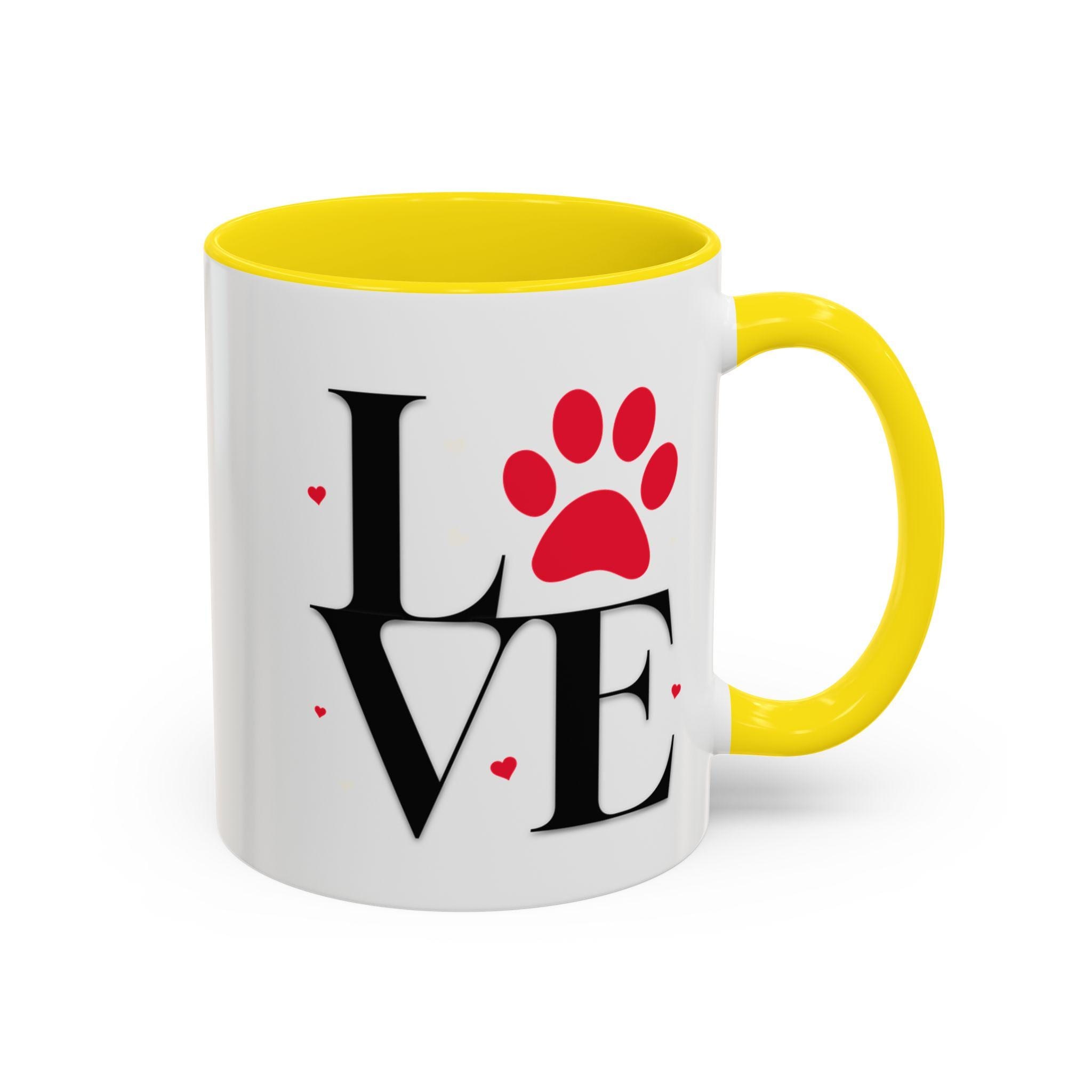 Love Dog Mug Ceramic Mug, 11oz White Paw Print with Glossy Color Handle, image 12