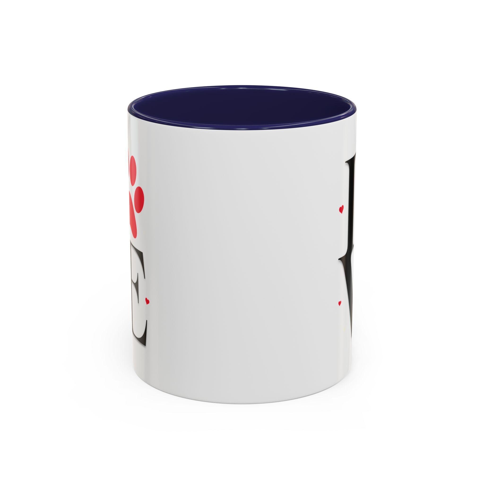 Love Dog Mug Ceramic Mug, 11oz White Paw Print with Glossy Color Handle, image 15