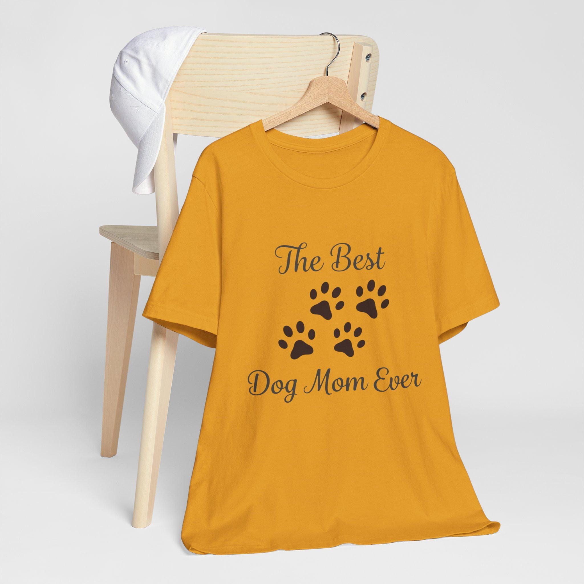 Dog Mom Shirt With Paw Prints, 100% Cotton Crew Neck Tee