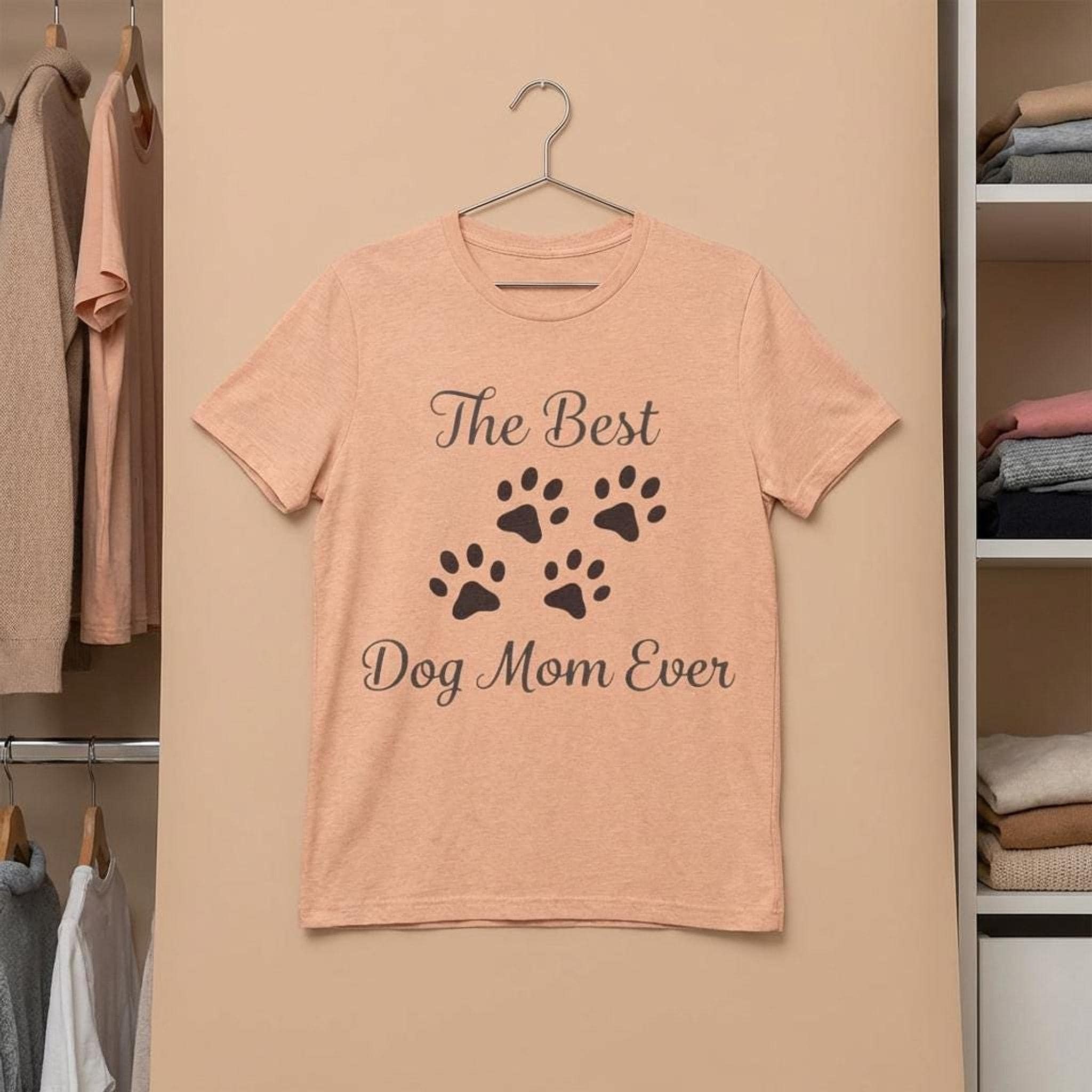 Dog Mom Shirt With Paw Prints, 100% Cotton Crew Neck Tee, image 2