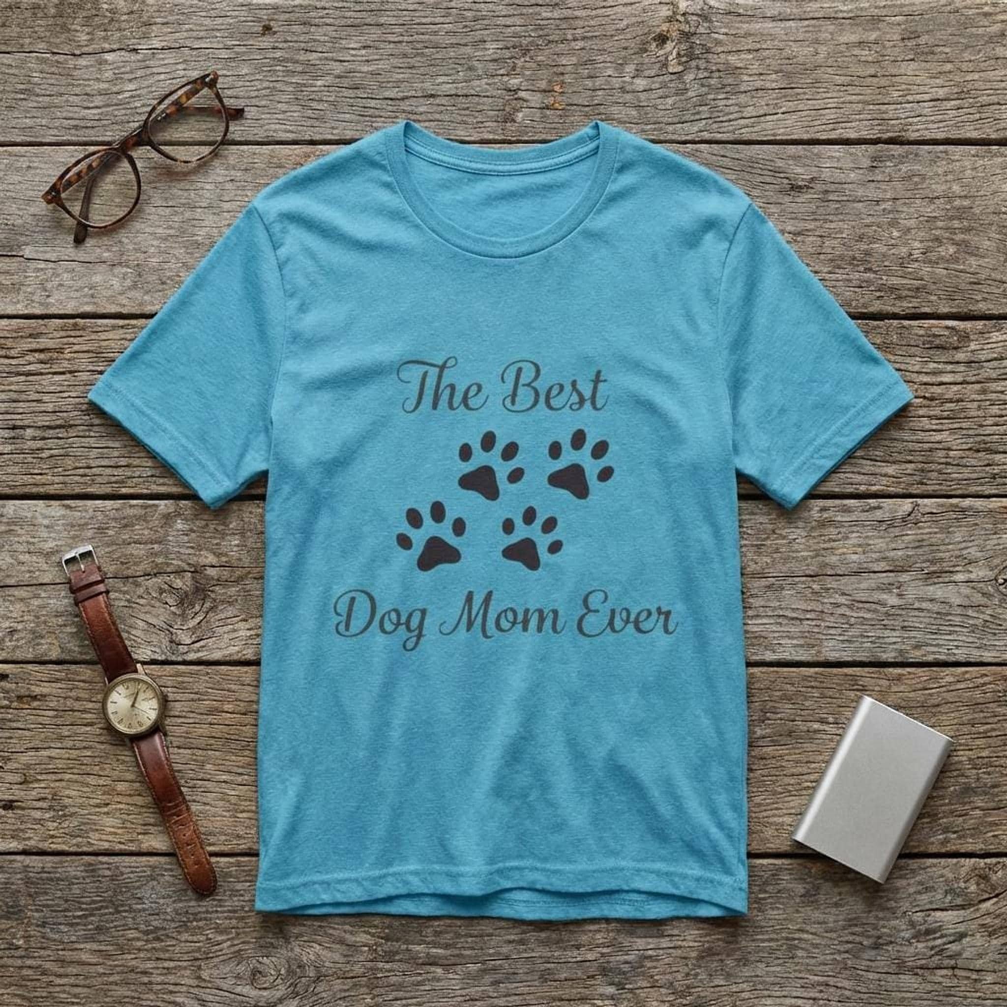Dog Mom Shirt With Paw Prints, 100% Cotton Crew Neck Tee, image 3